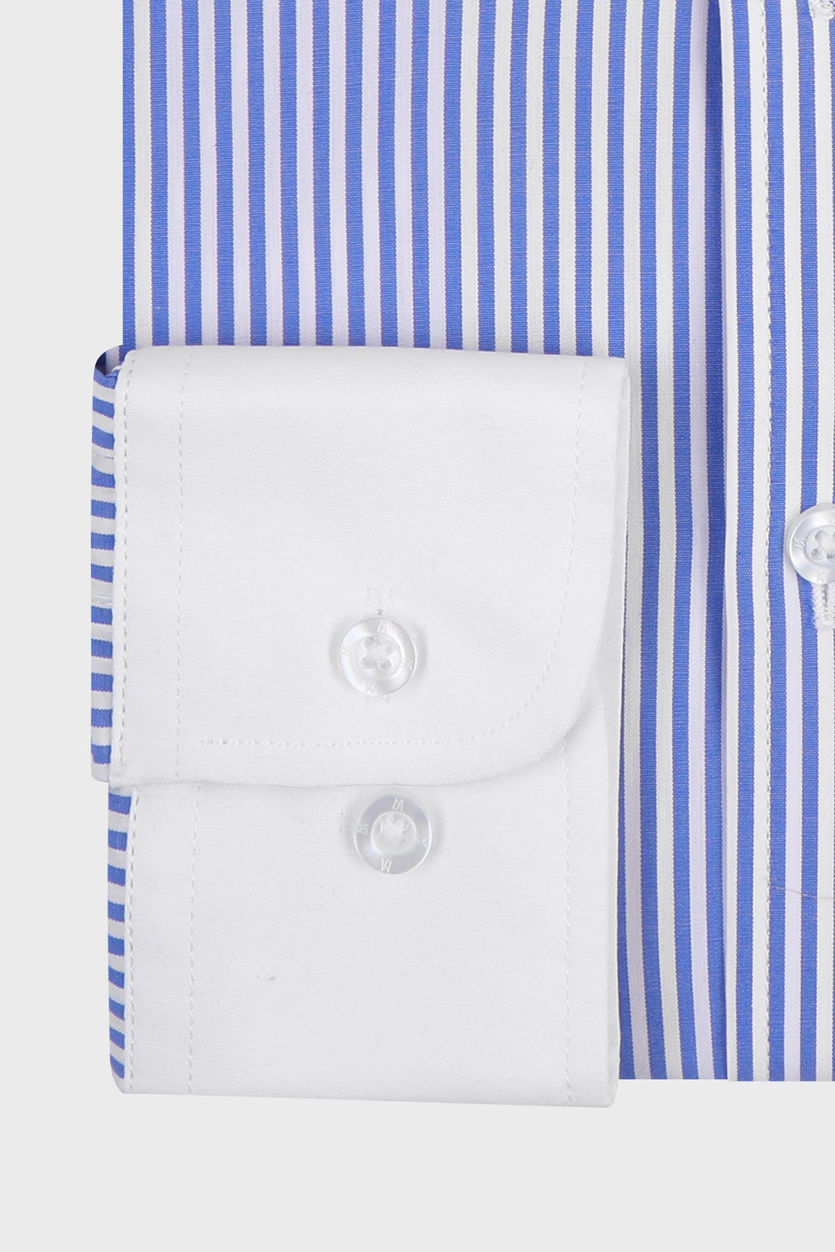 Striped Poplin Contrast Shirt - Regular Fit