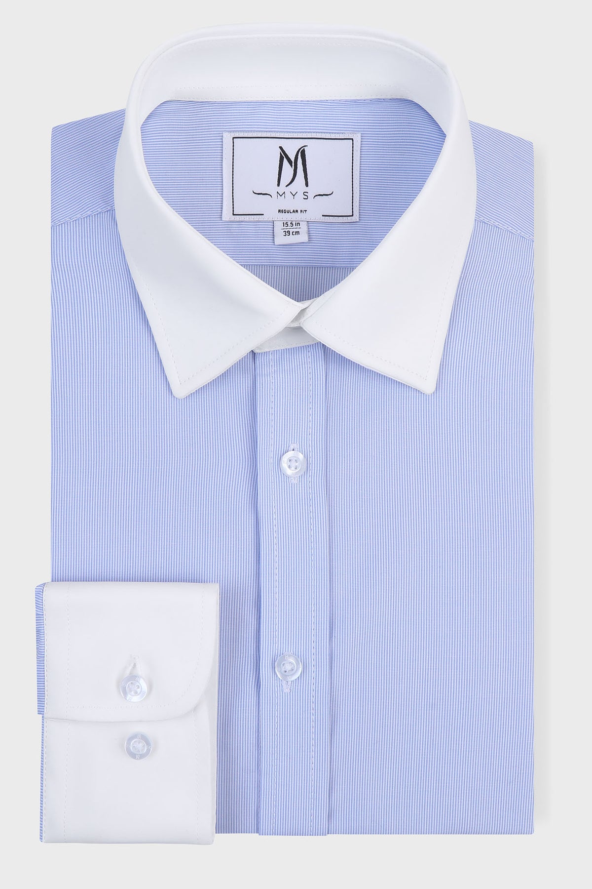 Striped Poplin Contrast Shirt - Regular Fit