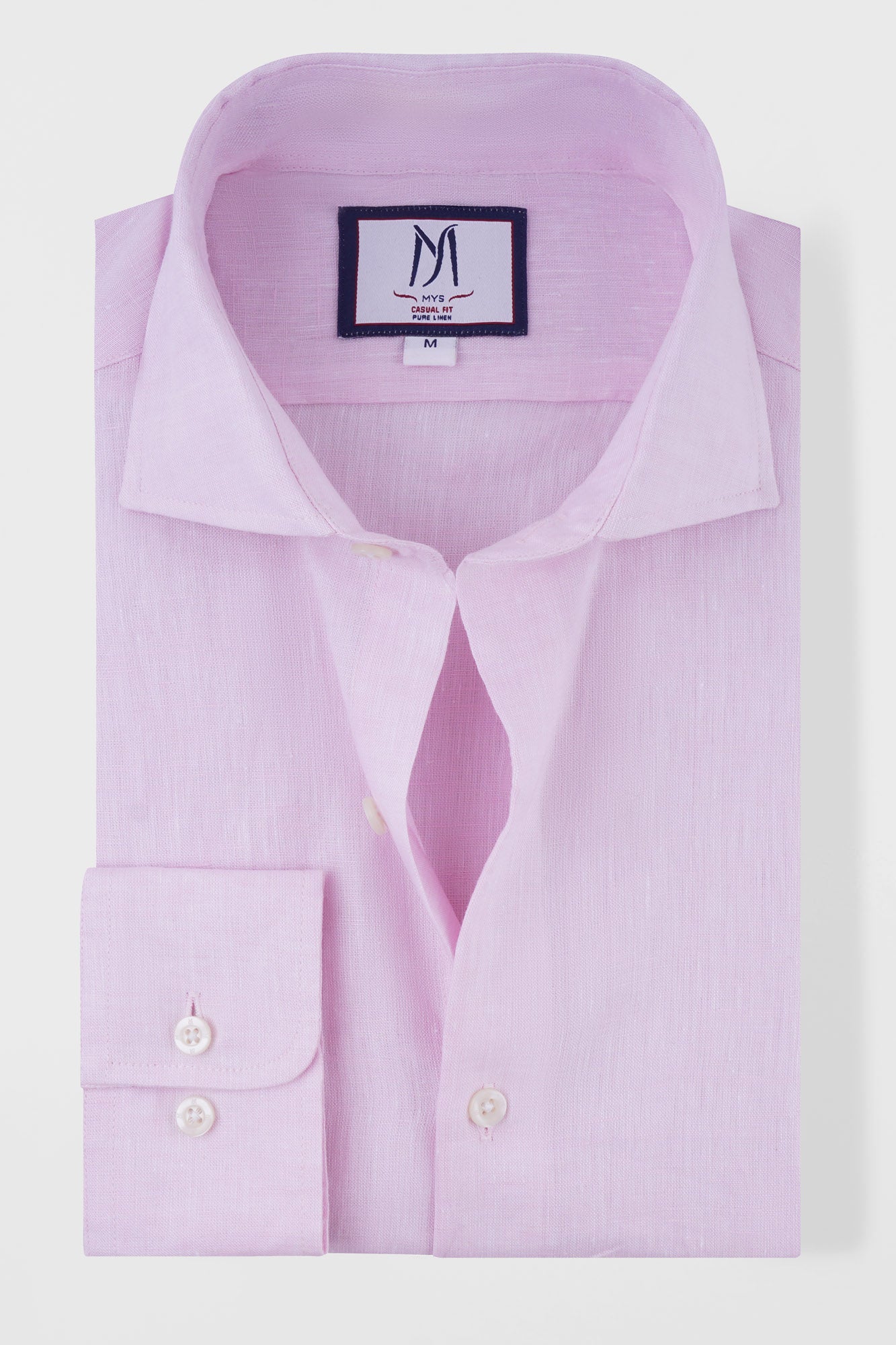 Light Pink Pure Linen Cutaway Shirt