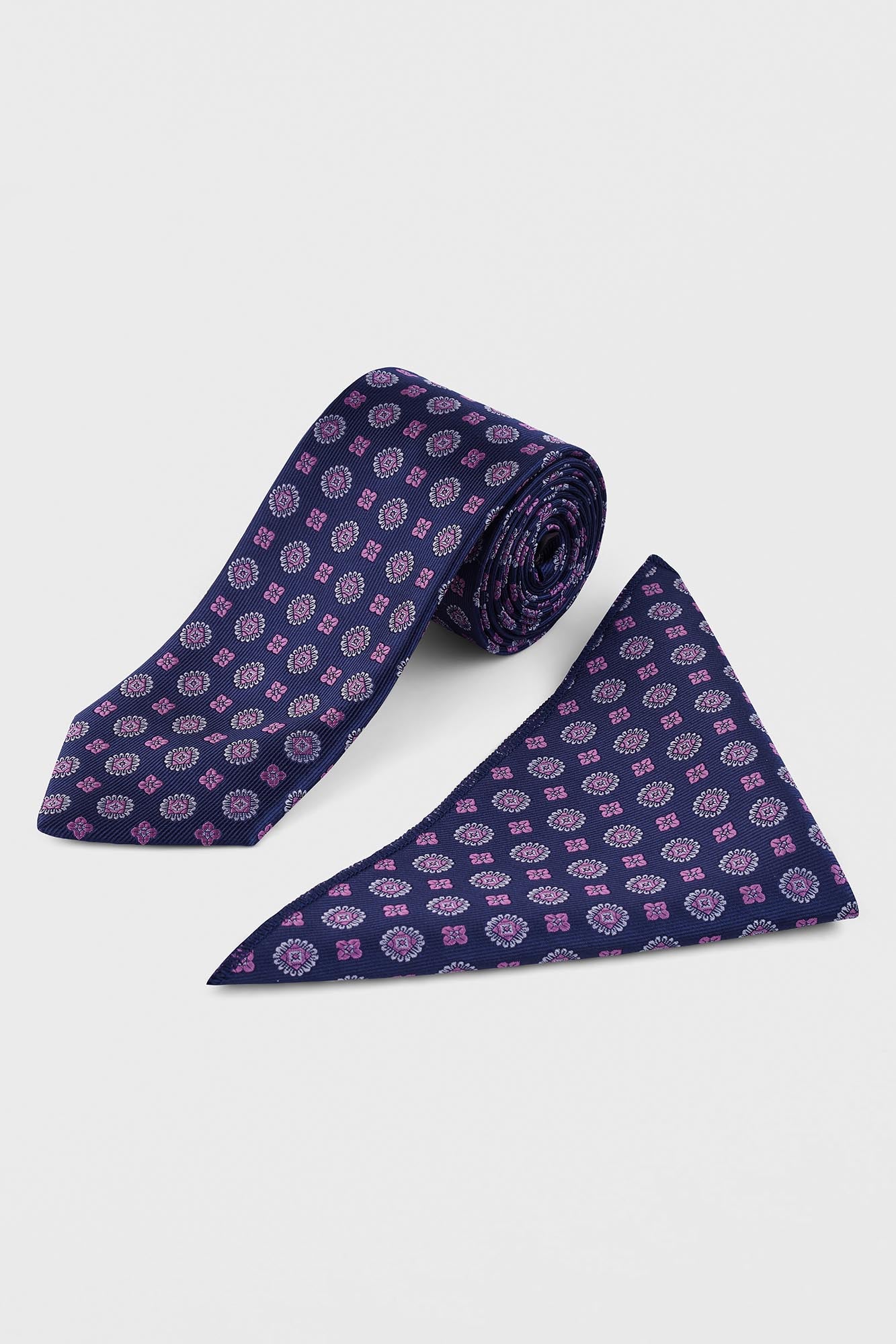 Navy Floral Tie Set
