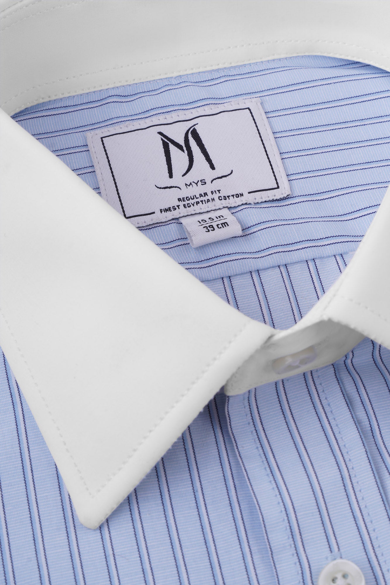 Light Blue Striped Poplin Contrast Shirt - Regular Fit