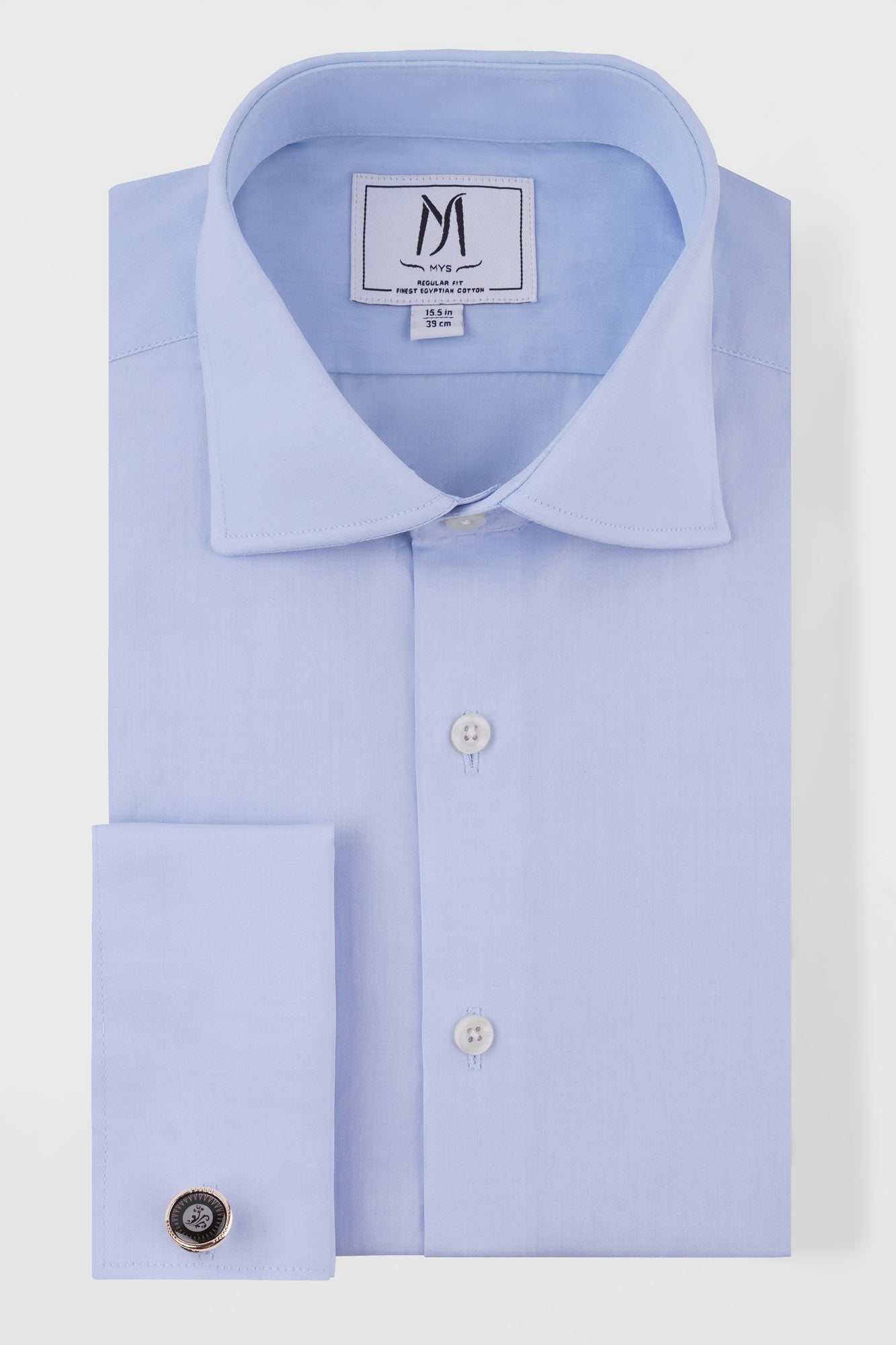 Light Blue Poplin Double Cuff Shirt - Regular Fit