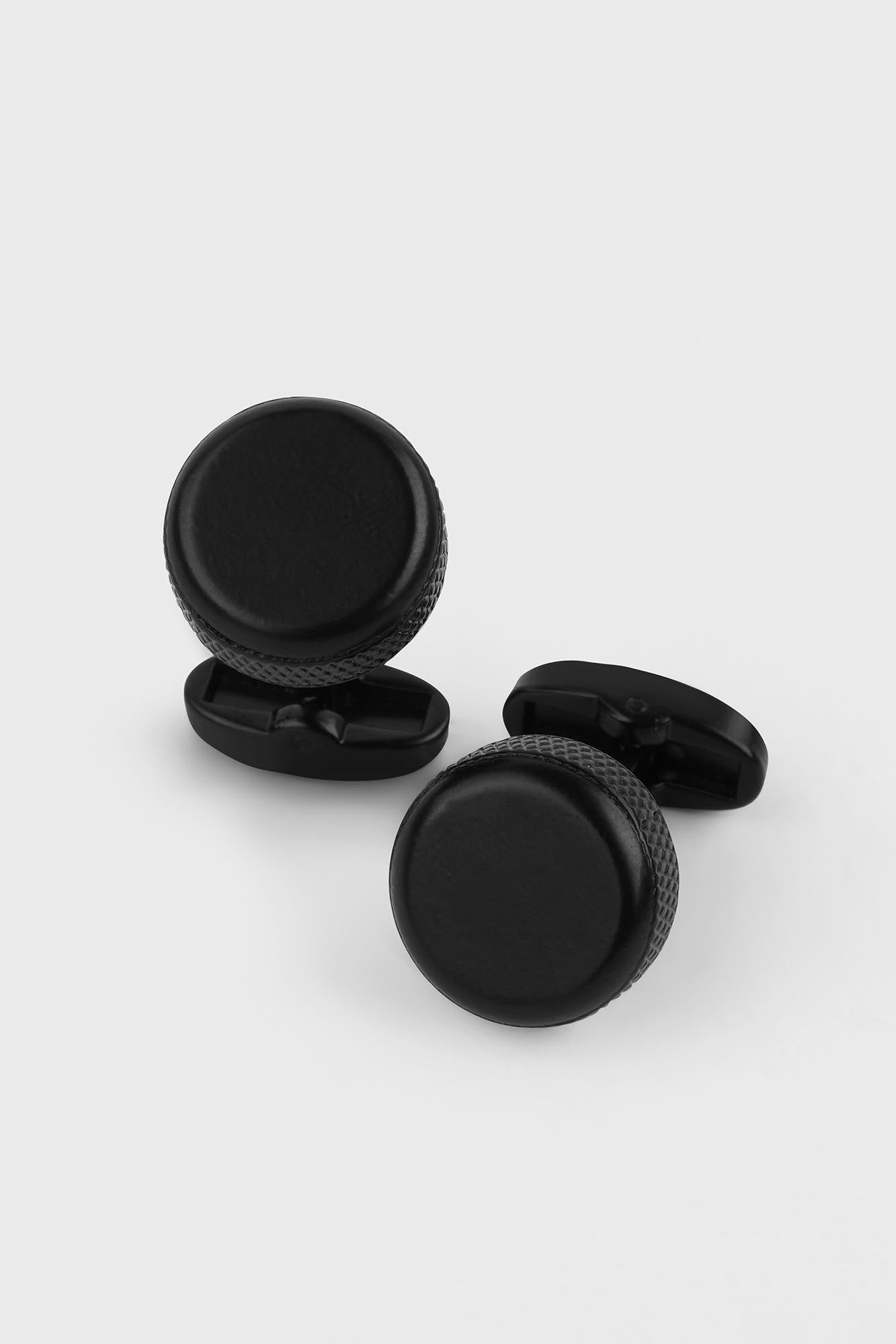 Black Matte Round Cufflinks