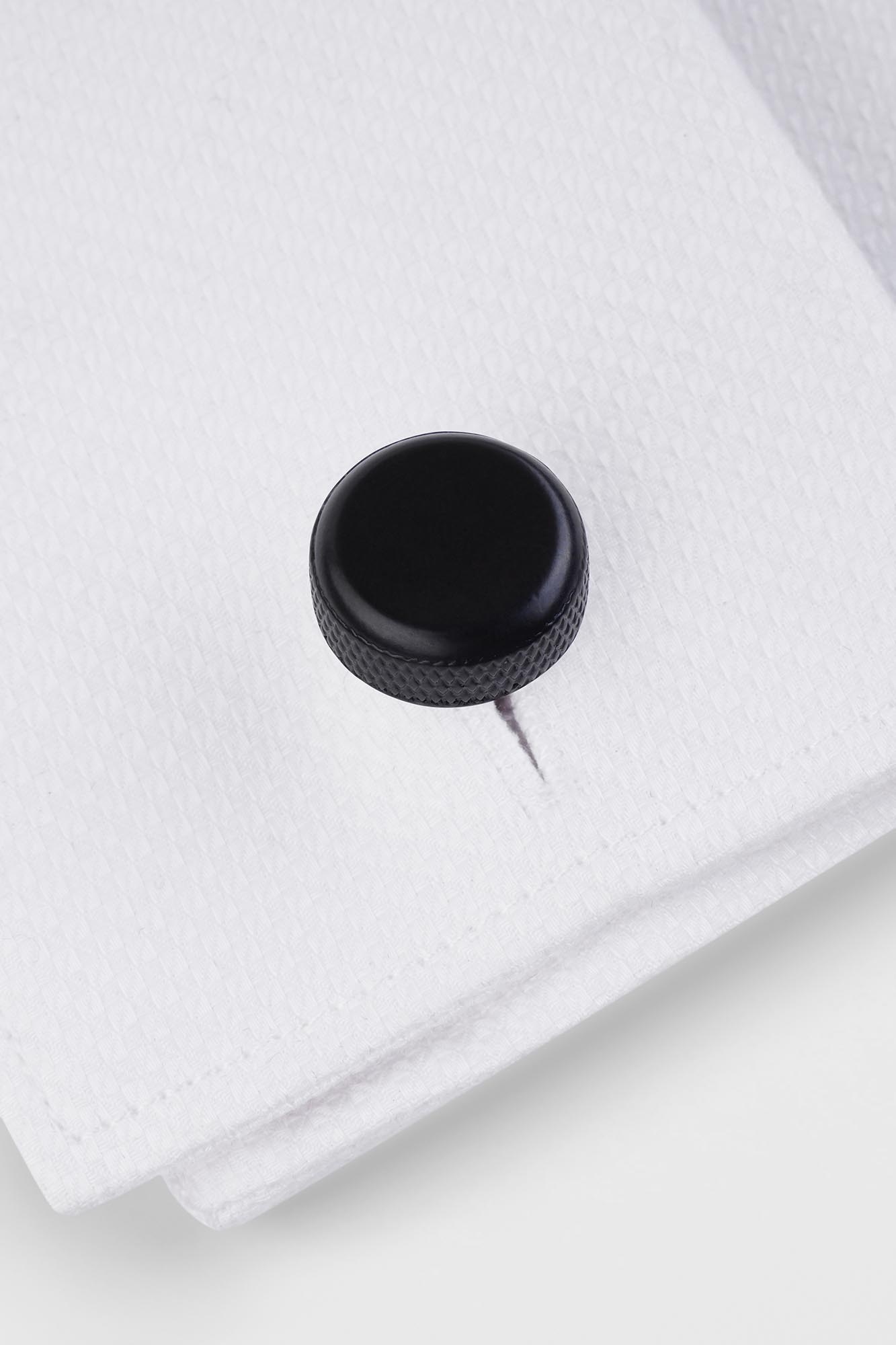 Black Matte Round Cufflinks