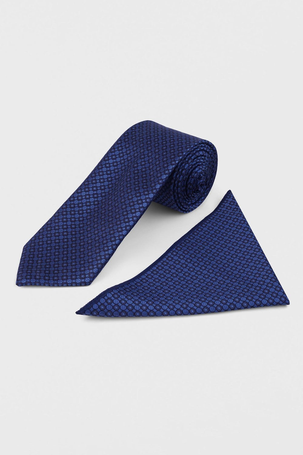 Blue Geometric Tie Set