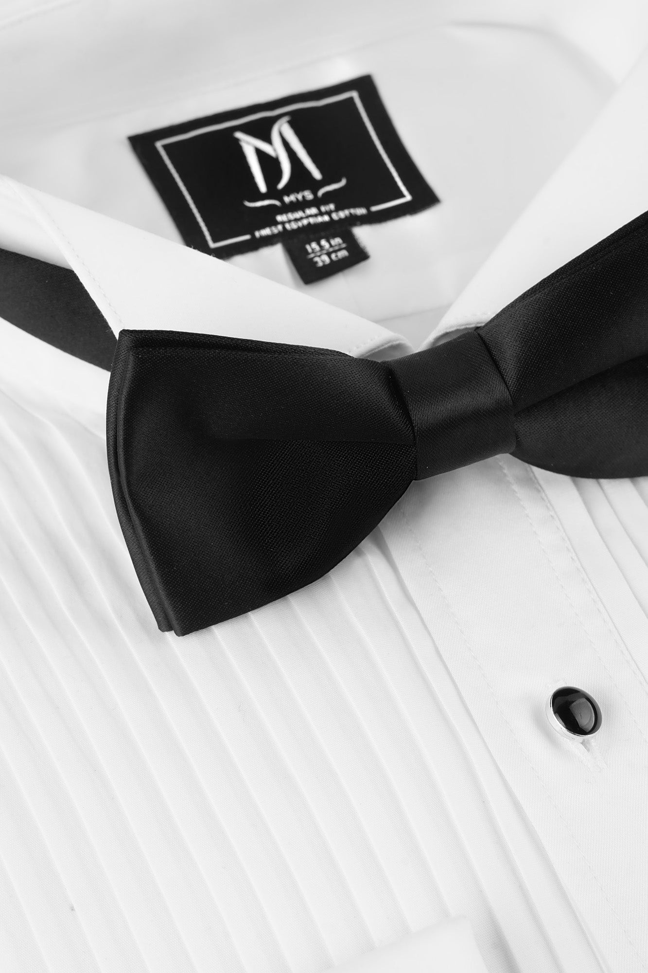 White Pleated Tuxedo Shirt - Slim Fit