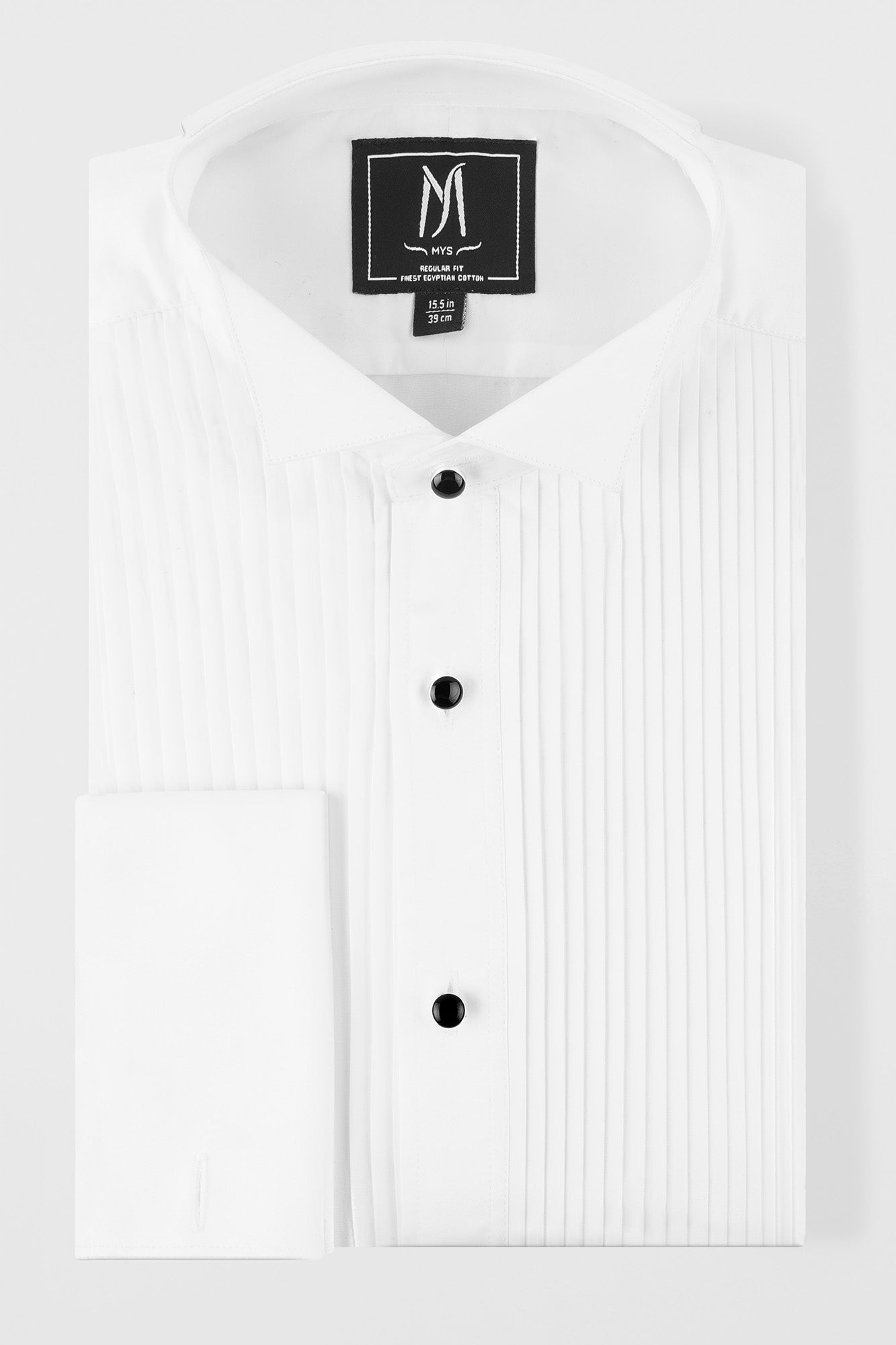 White Pleated Tuxedo Shirt - Slim Fit