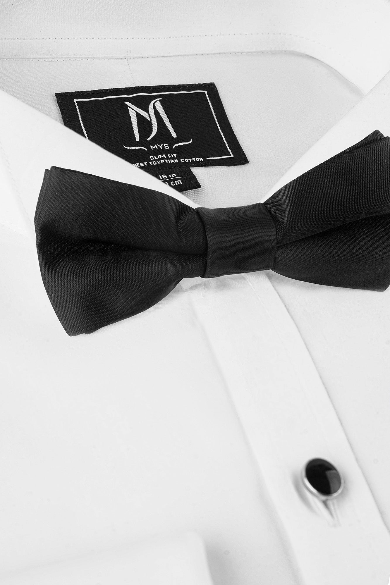 White Twill Tuxedo Shirt - Slim Fit