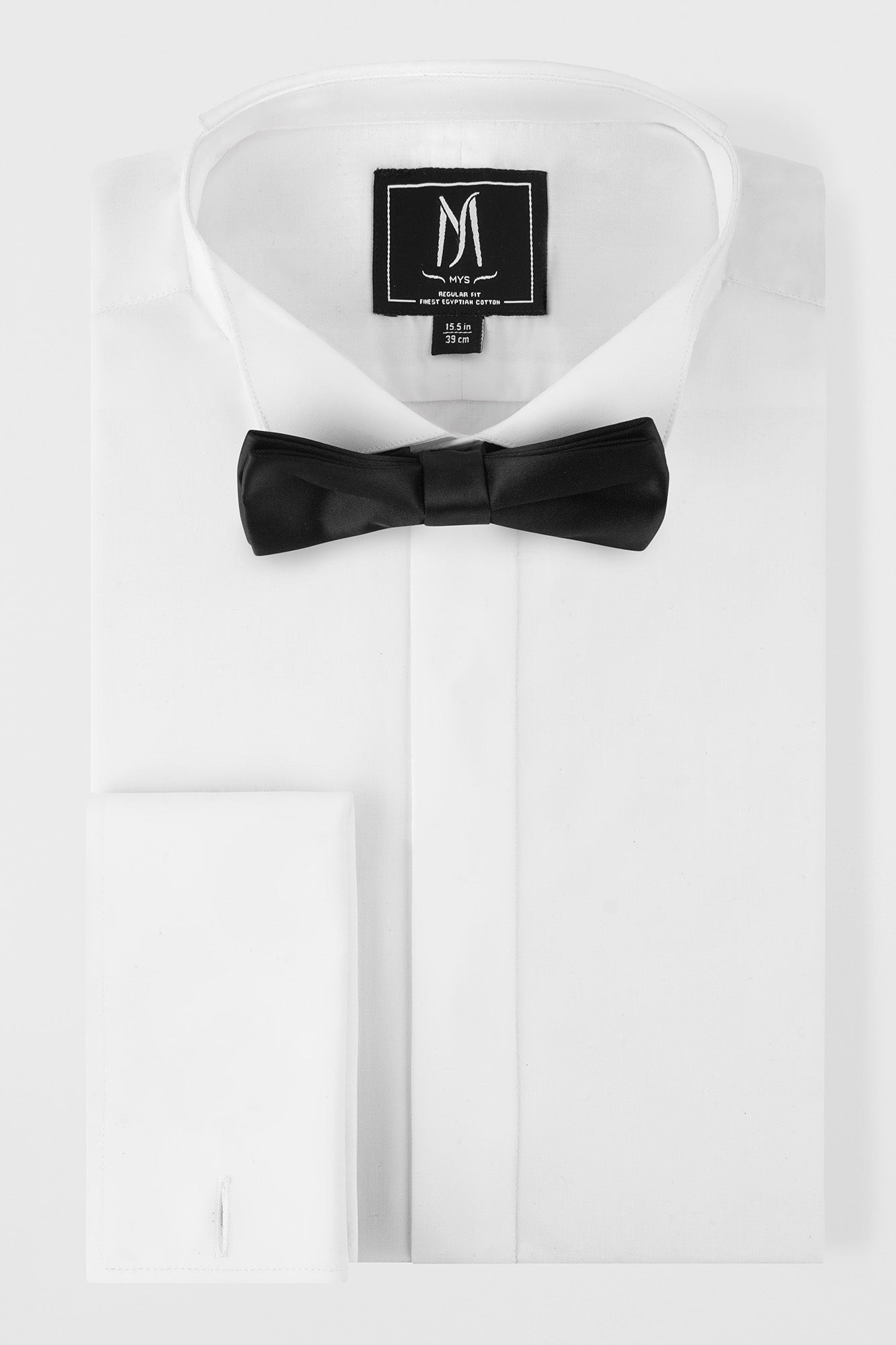 White Hidden Placket Tuxedo Stretch Shirt - Regular Fit