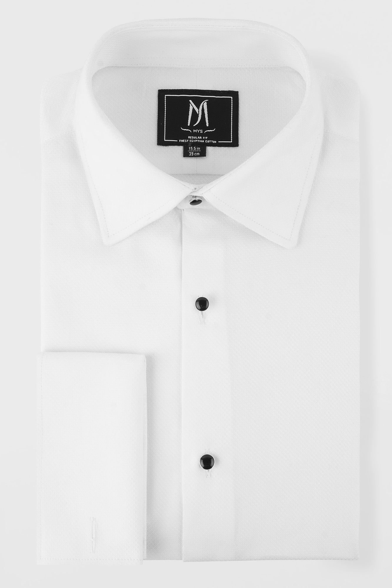 White Dobby Tuxedo Shirt - Regular Fit
