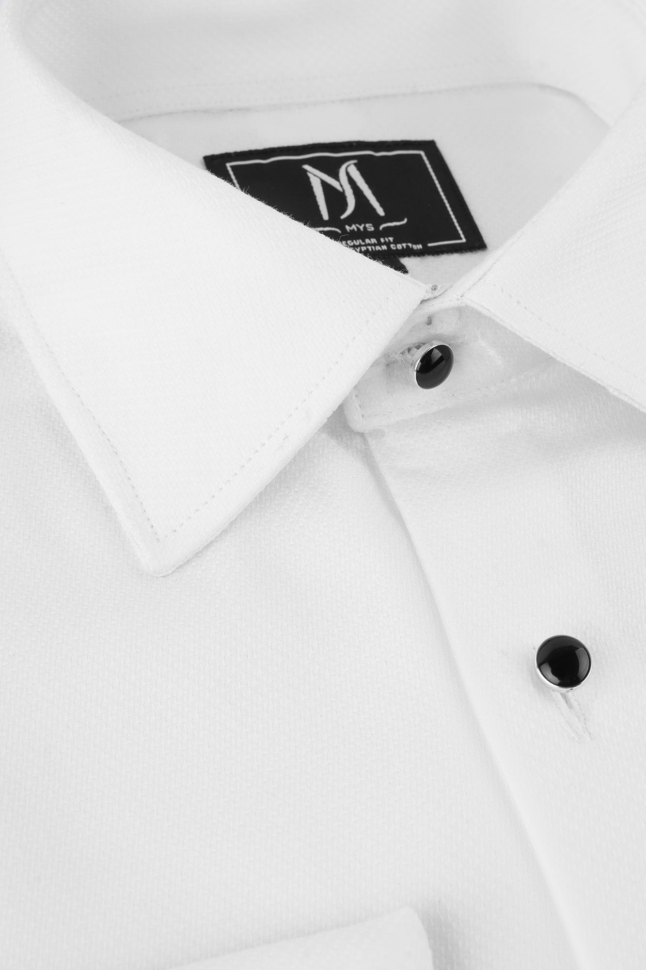 White Dobby Tuxedo Shirt - Regular Fit