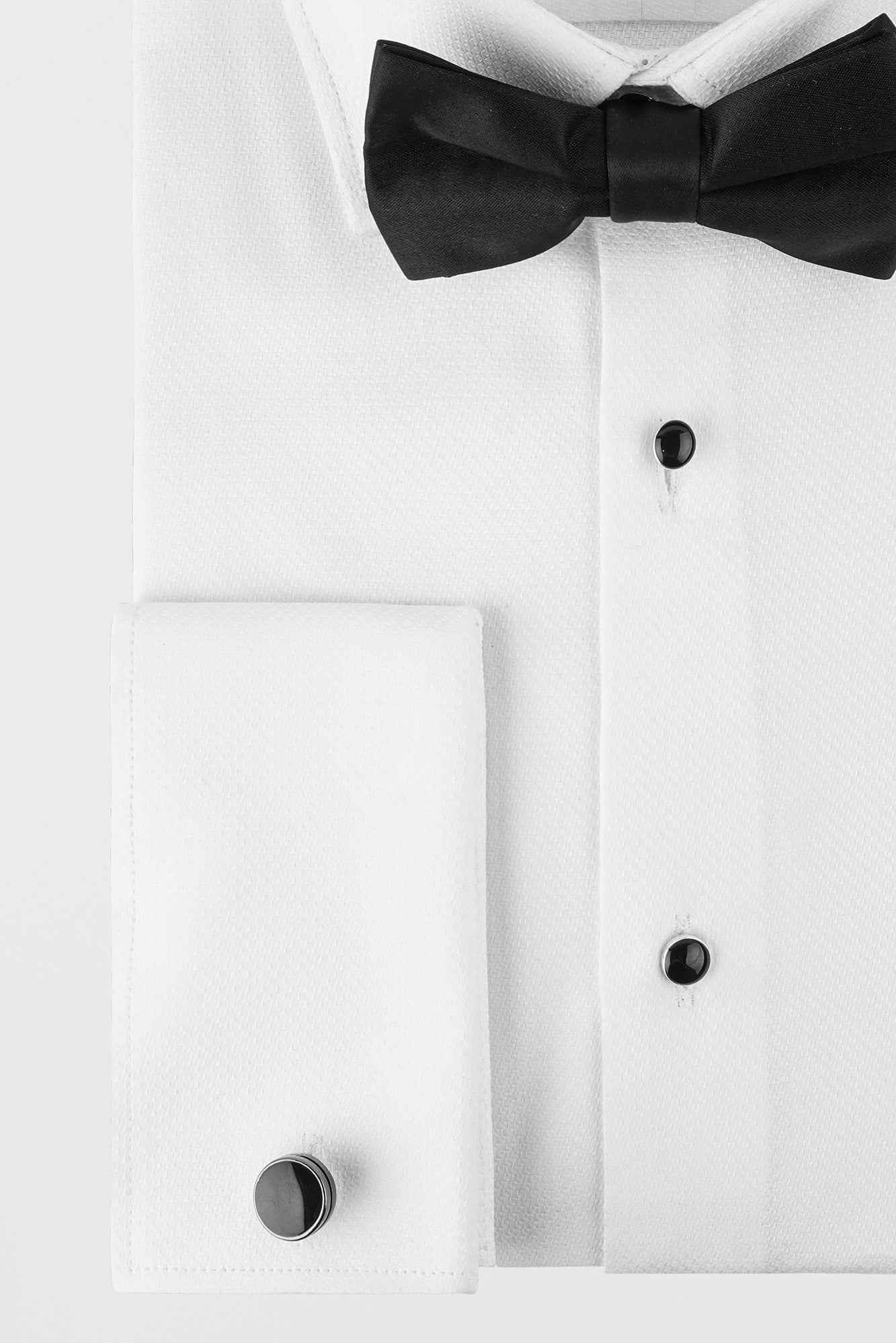 White Dobby Tuxedo Shirt - Regular Fit