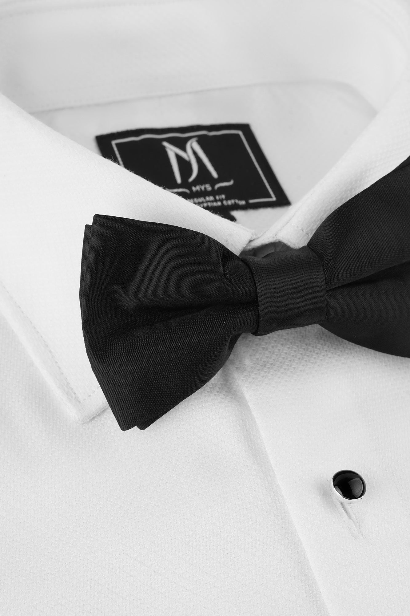 White Dobby Tuxedo Shirt - Regular Fit