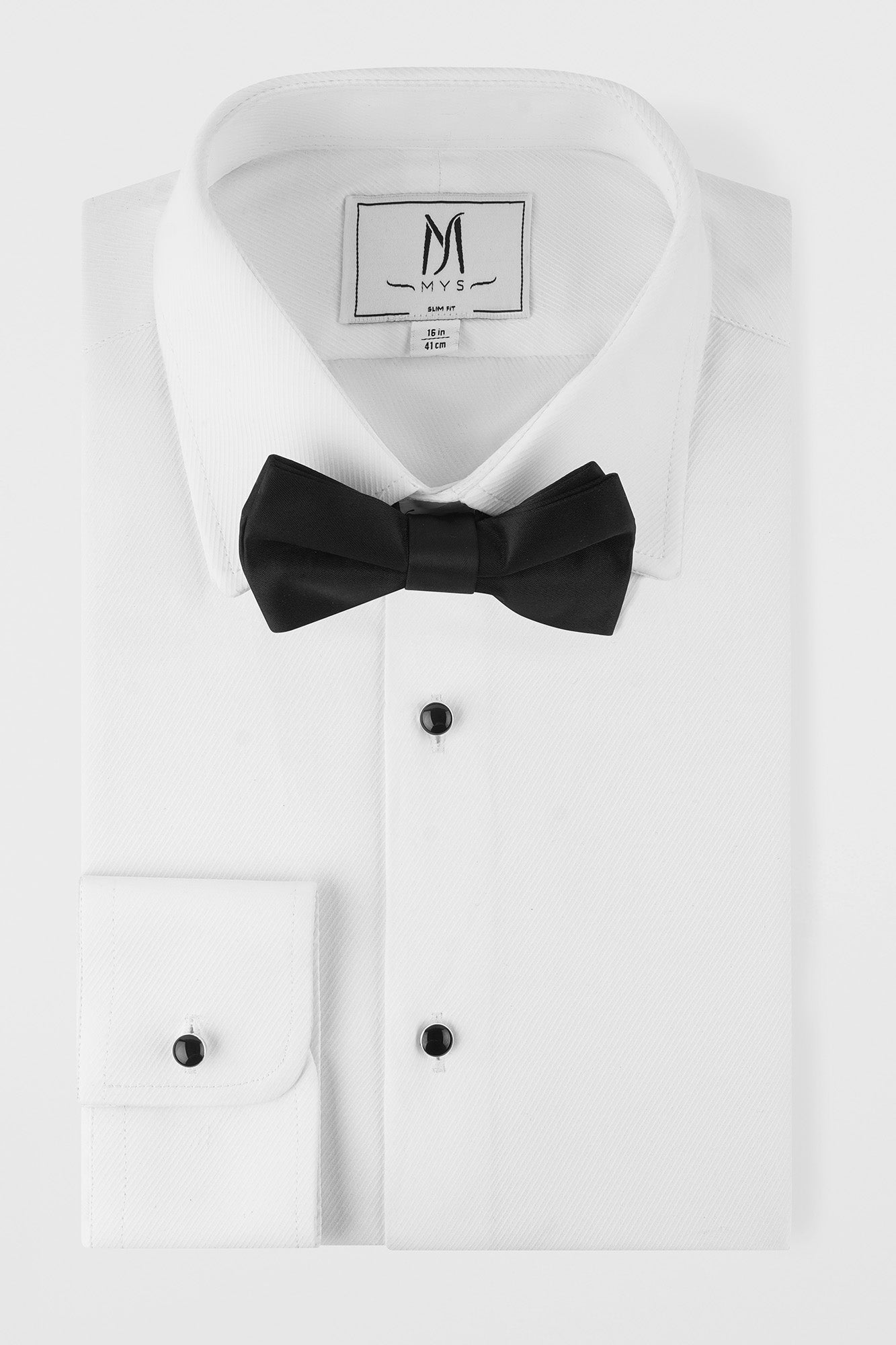 White Twill Tuxedo Shirt - Slim Fit