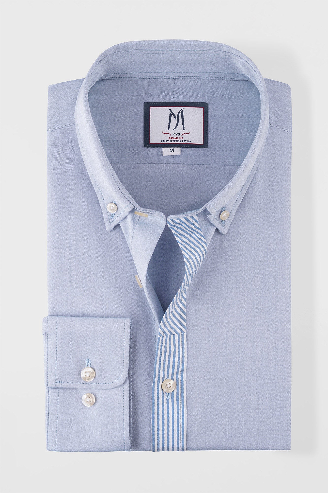 Blue Oxford Patch-Placket Shirt