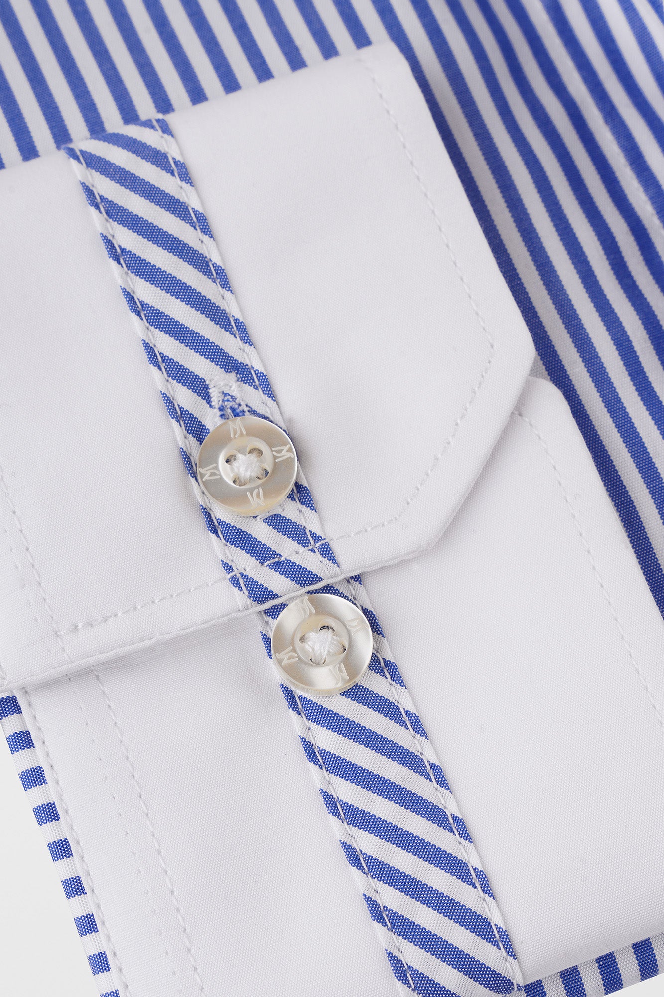 Blue Striped Contrast Patch-Work Shirt - Regular Fit