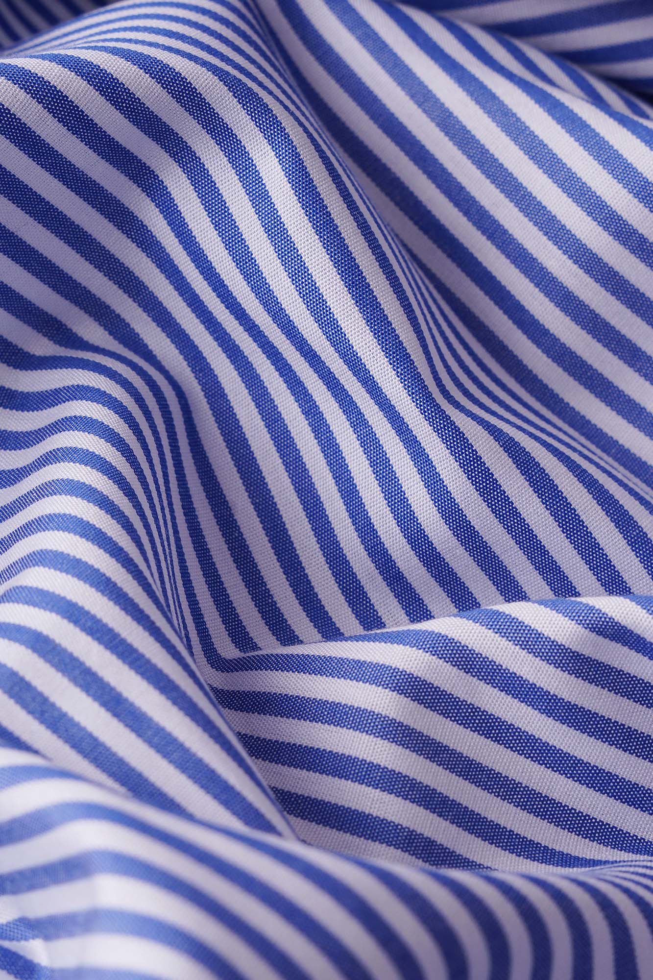 Blue Striped Contrast Patch-Work Shirt - Regular Fit