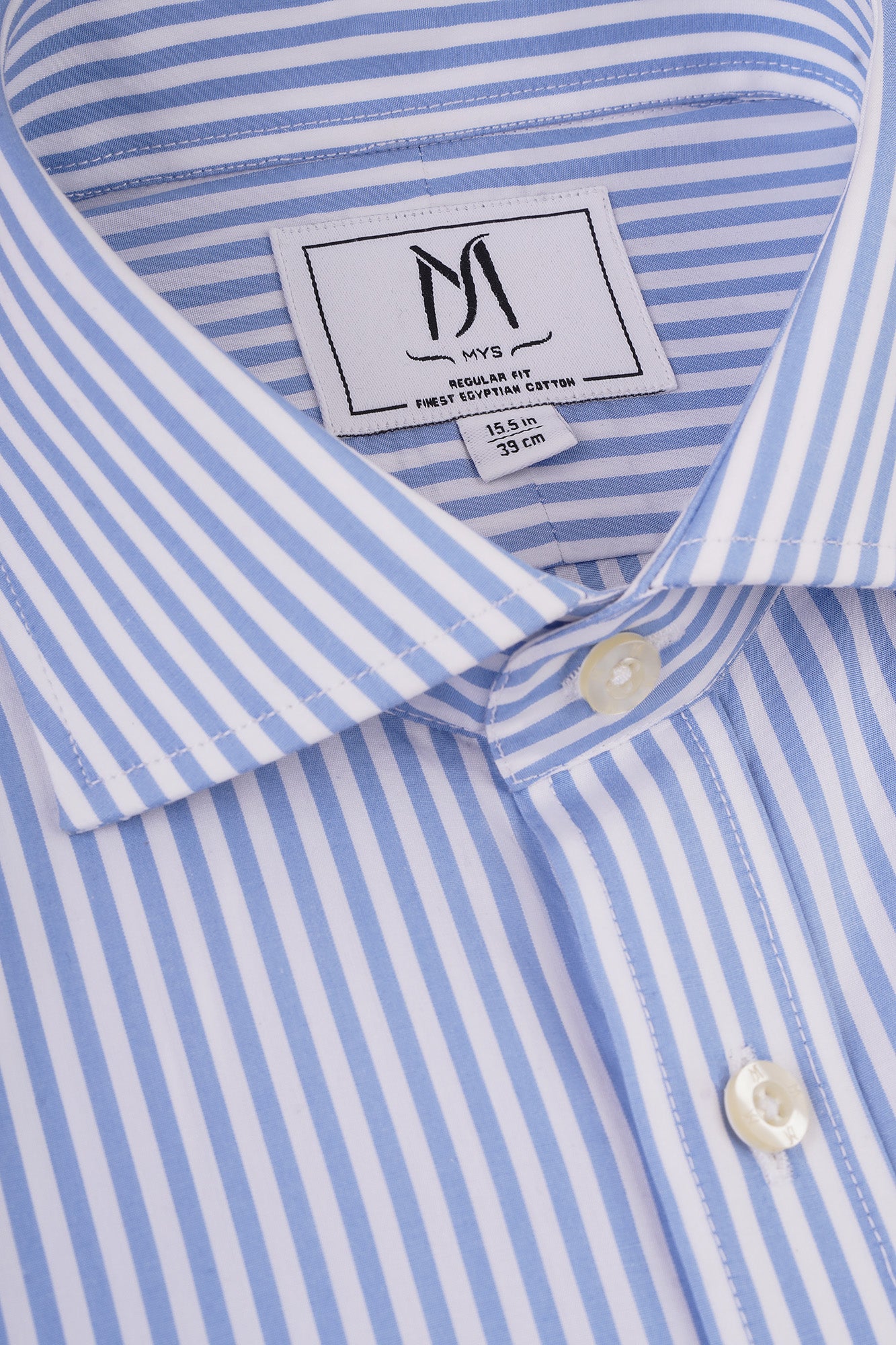 Sky Blue Striped Poplin Shirt - Regular Fit