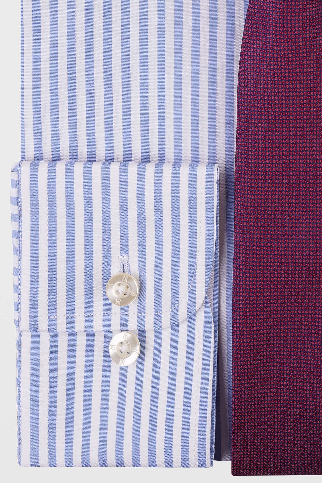 Sky Blue Striped Poplin Shirt - Regular Fit