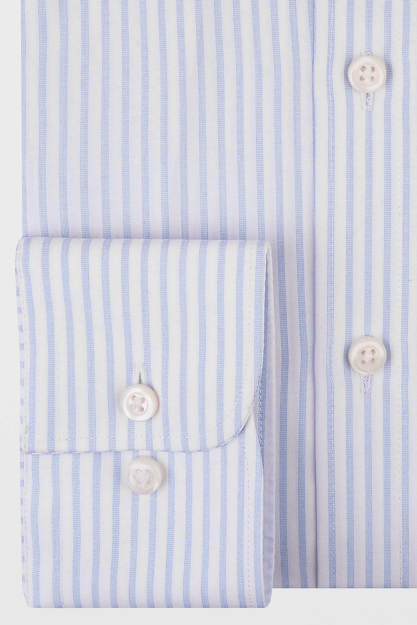 Light Blue Striped Poplin Shirt - Regular Fit