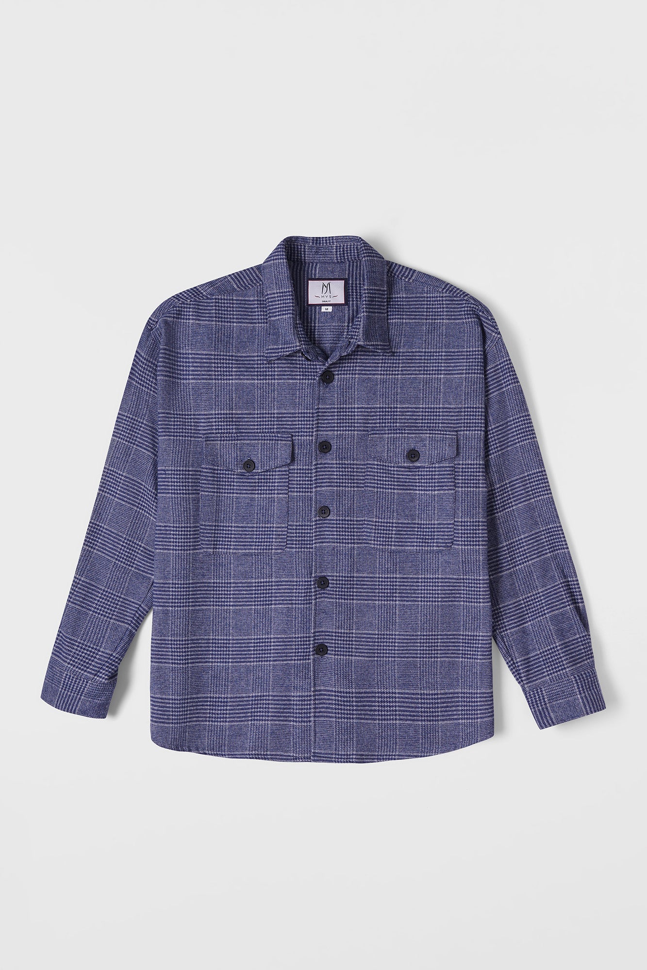 Blue Prince of Wales Checkered Overshirt