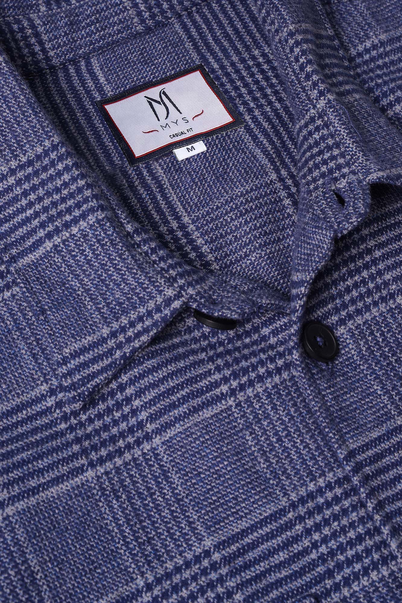 Blue Prince of Wales Checkered Overshirt