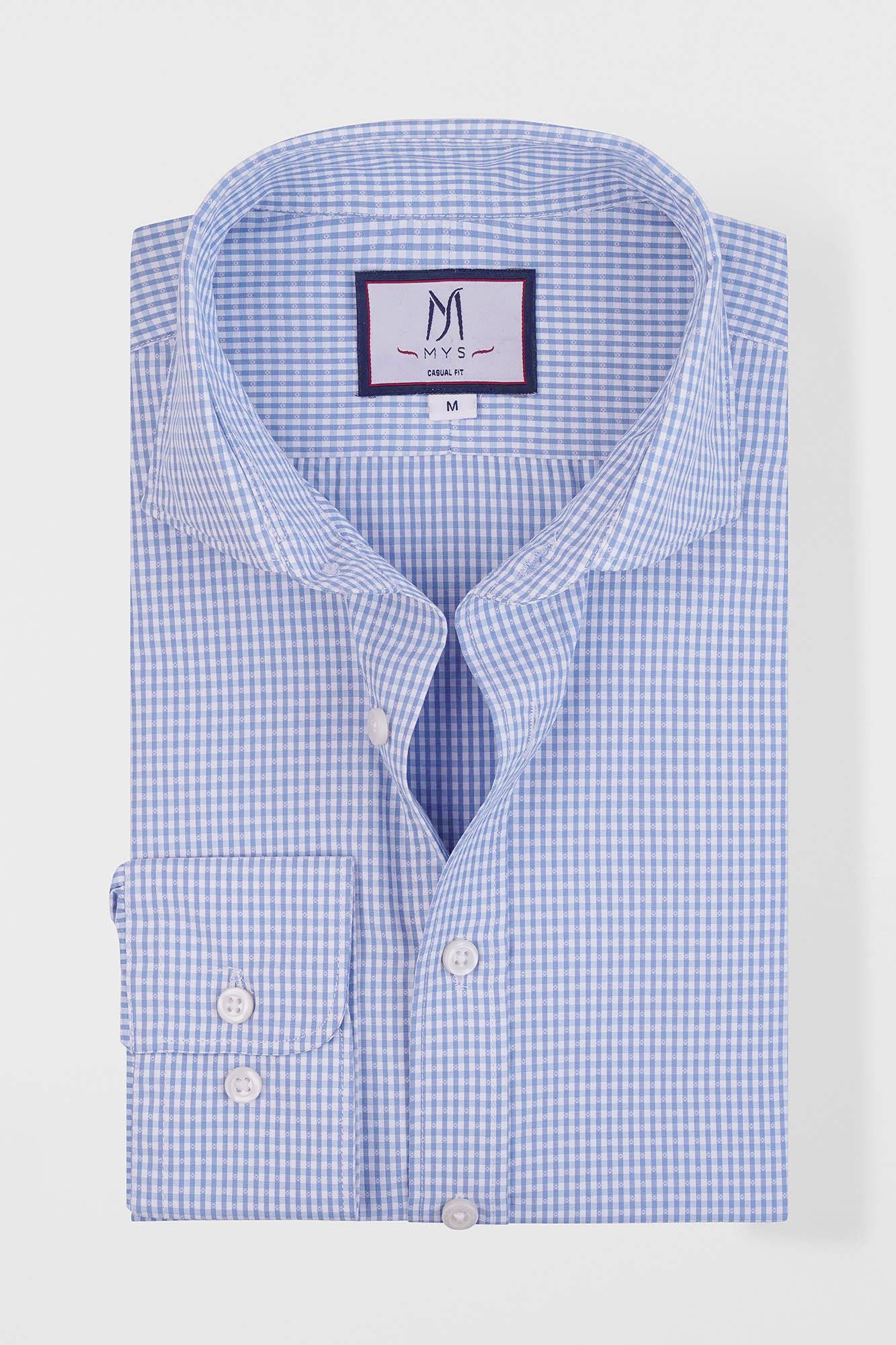 Light Blue Dobby Check Shirt