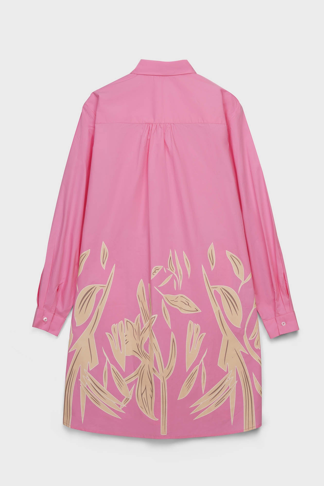 Pink Printed Poplin Short Shirt Dress