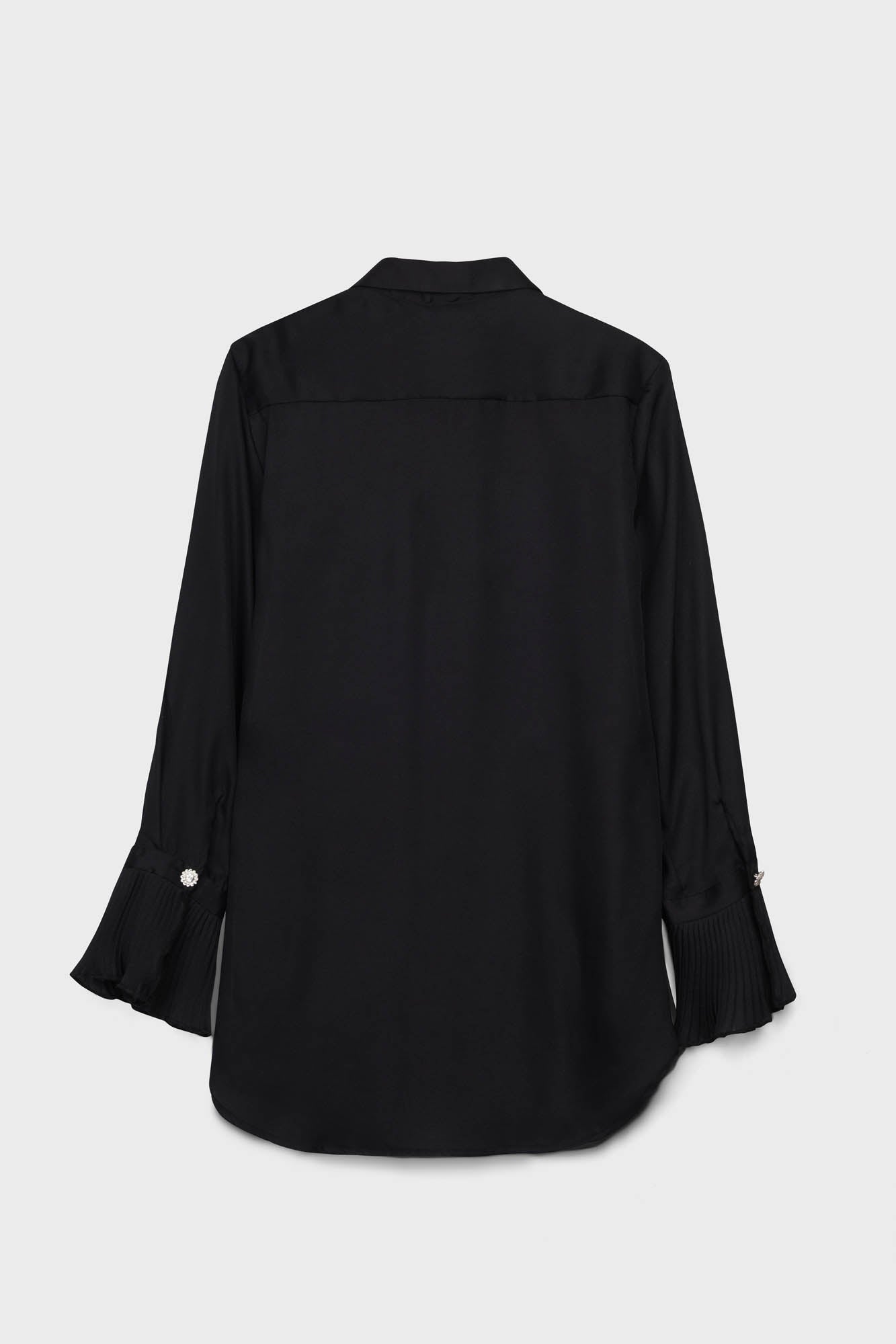 Black Satin Ruffle Shirt