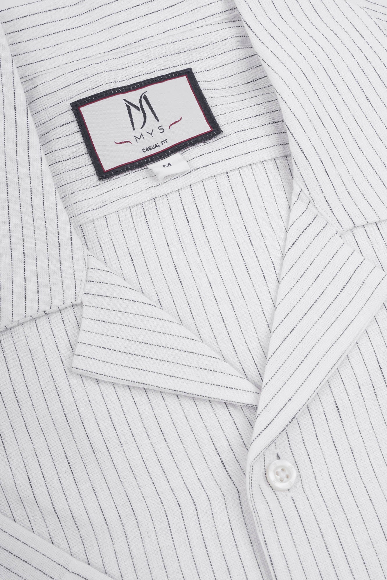 White Pin Stripe Linen Cotton Revere Shirt