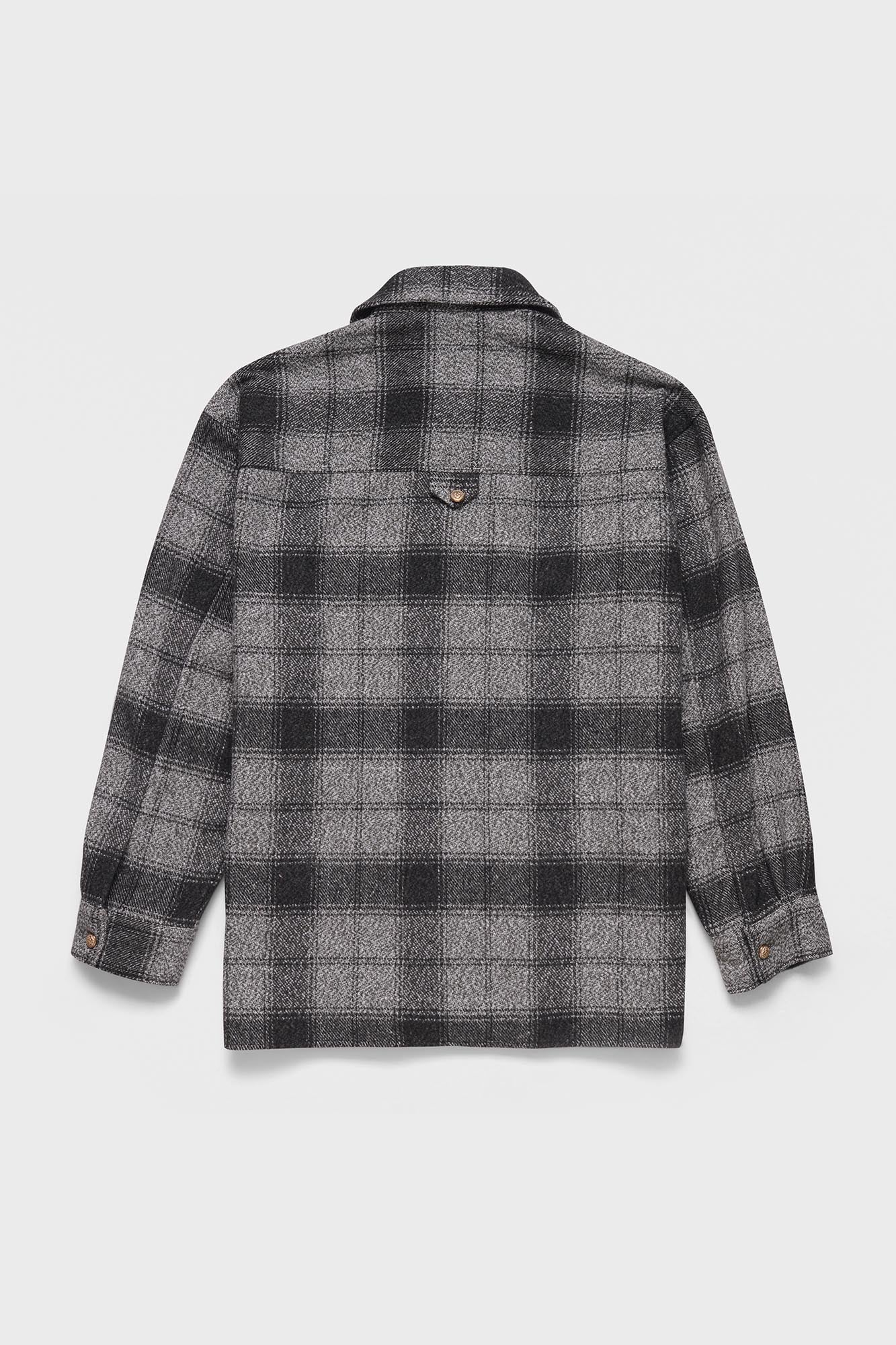 Brushed Checkered Overshirt with Flap Pockets Black