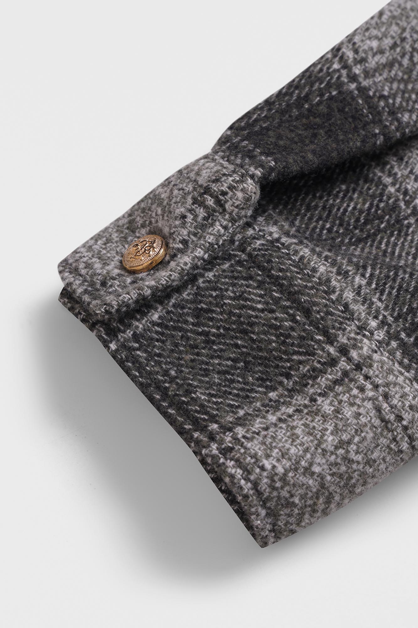 Brushed Checkered Overshirt with Flap Pockets Black