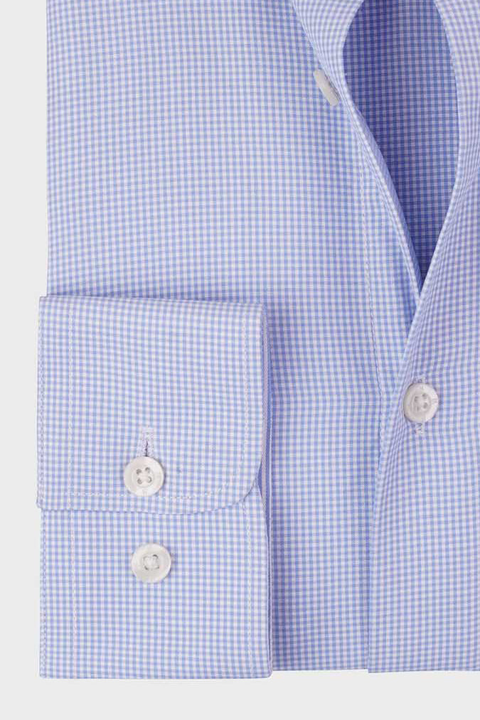 Light Blue Micro-Checkered Shirt - Slim Fit