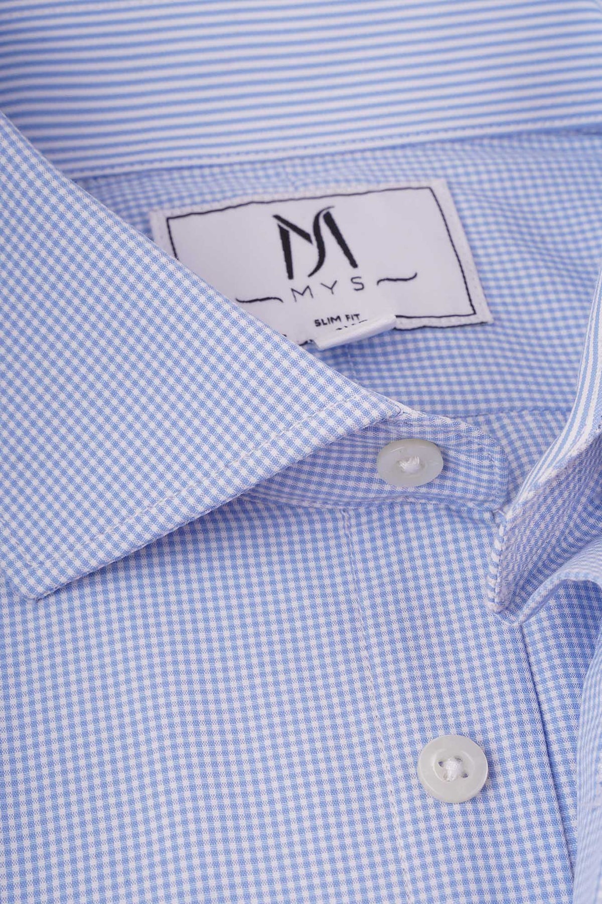 Light Blue Micro-Checkered Shirt - Slim Fit