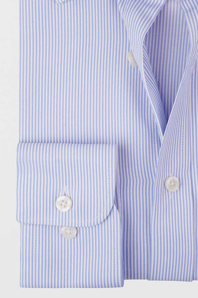 Light Blue Striped Twill Shirt - Regular Fit