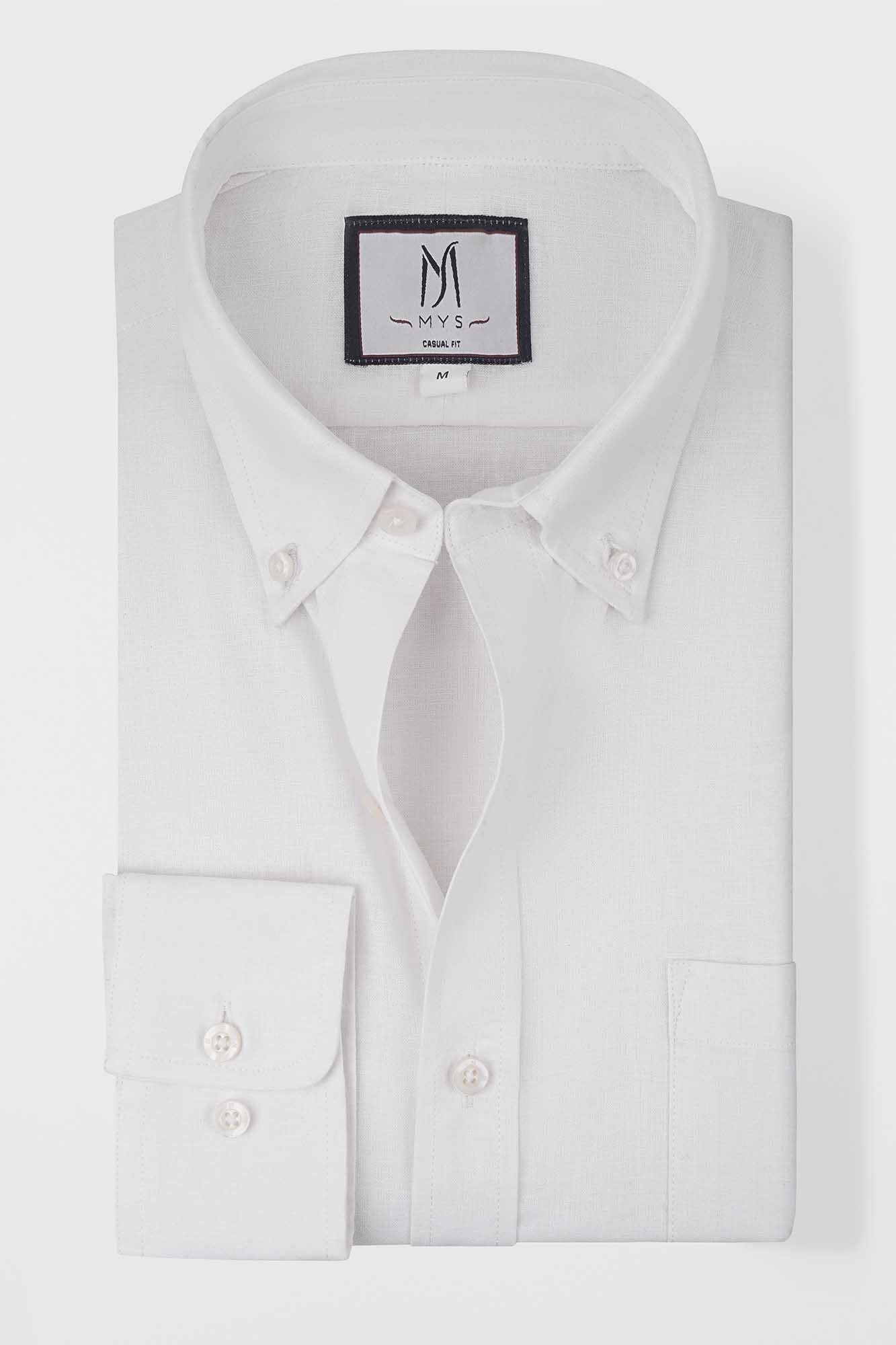 White Linen Cotton Button-Down Shirt