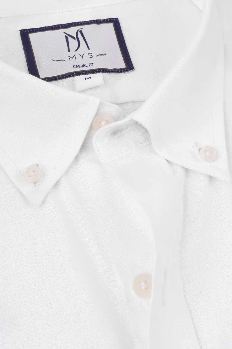 Linen Cotton Button-Down Shirt w/Pocket