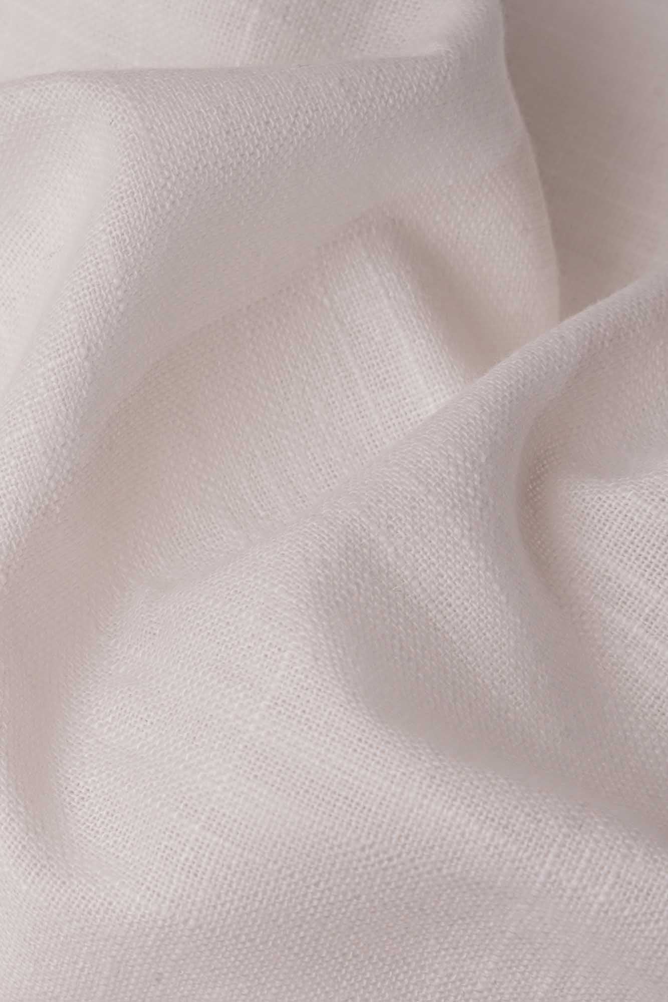 Off White Linen Look Button-Down Shirt