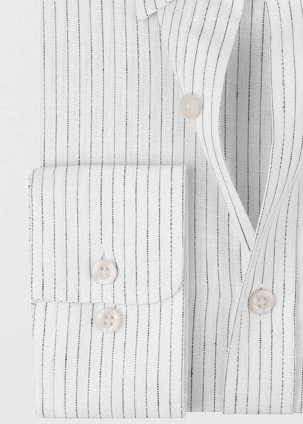 Pin Stripe Linen Cotton Button-Down Shirt