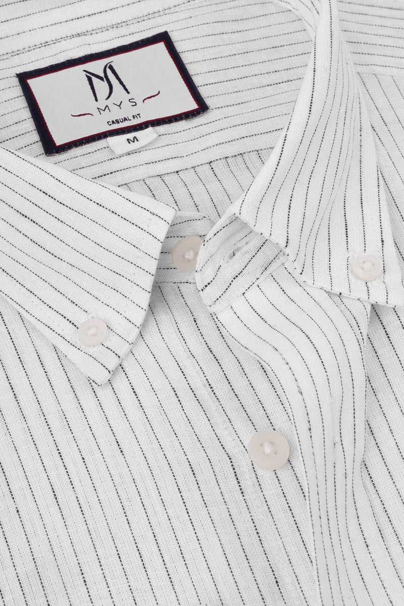 Pin Stripe Linen Cotton Button-Down Shirt