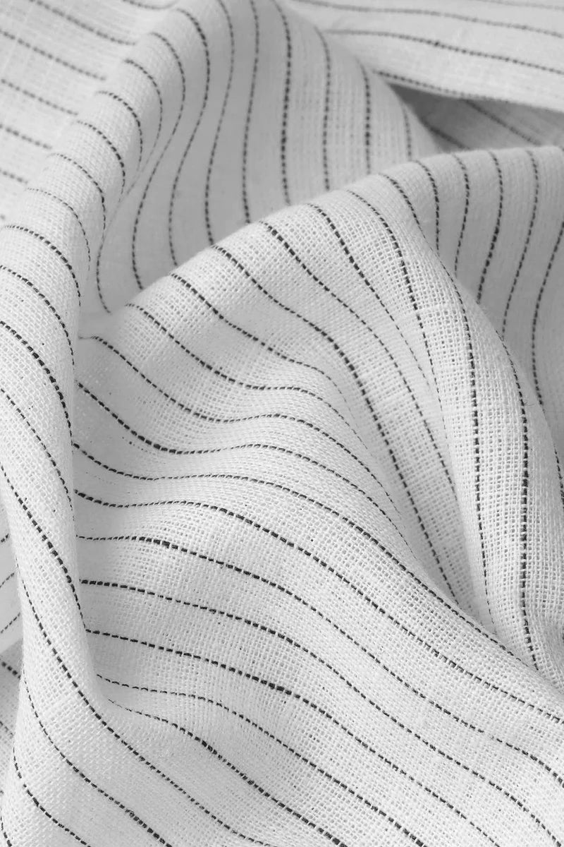Pin Stripe Linen Cotton Button-Down Shirt