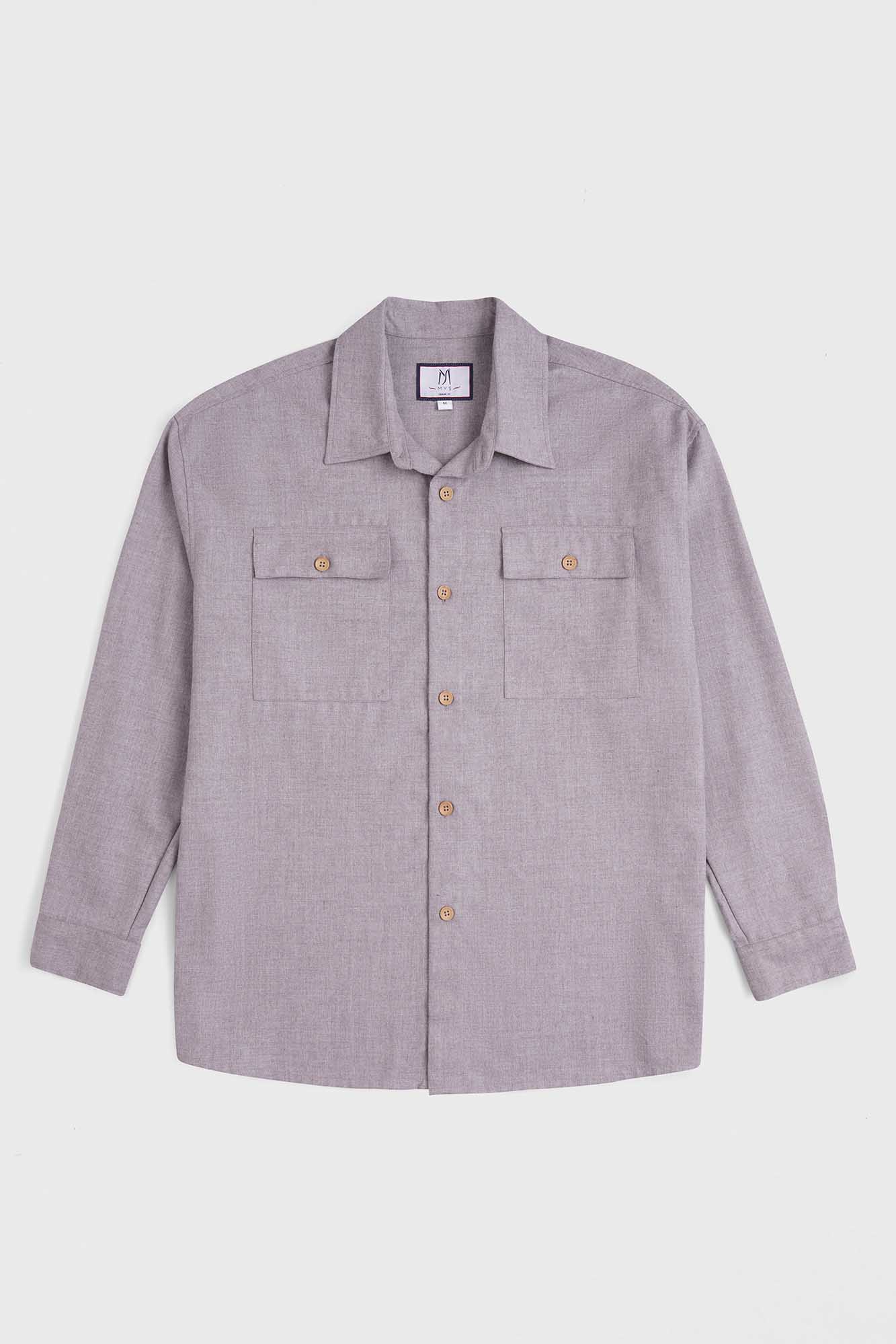 Brushed Shirt with Flap Pockets Beige