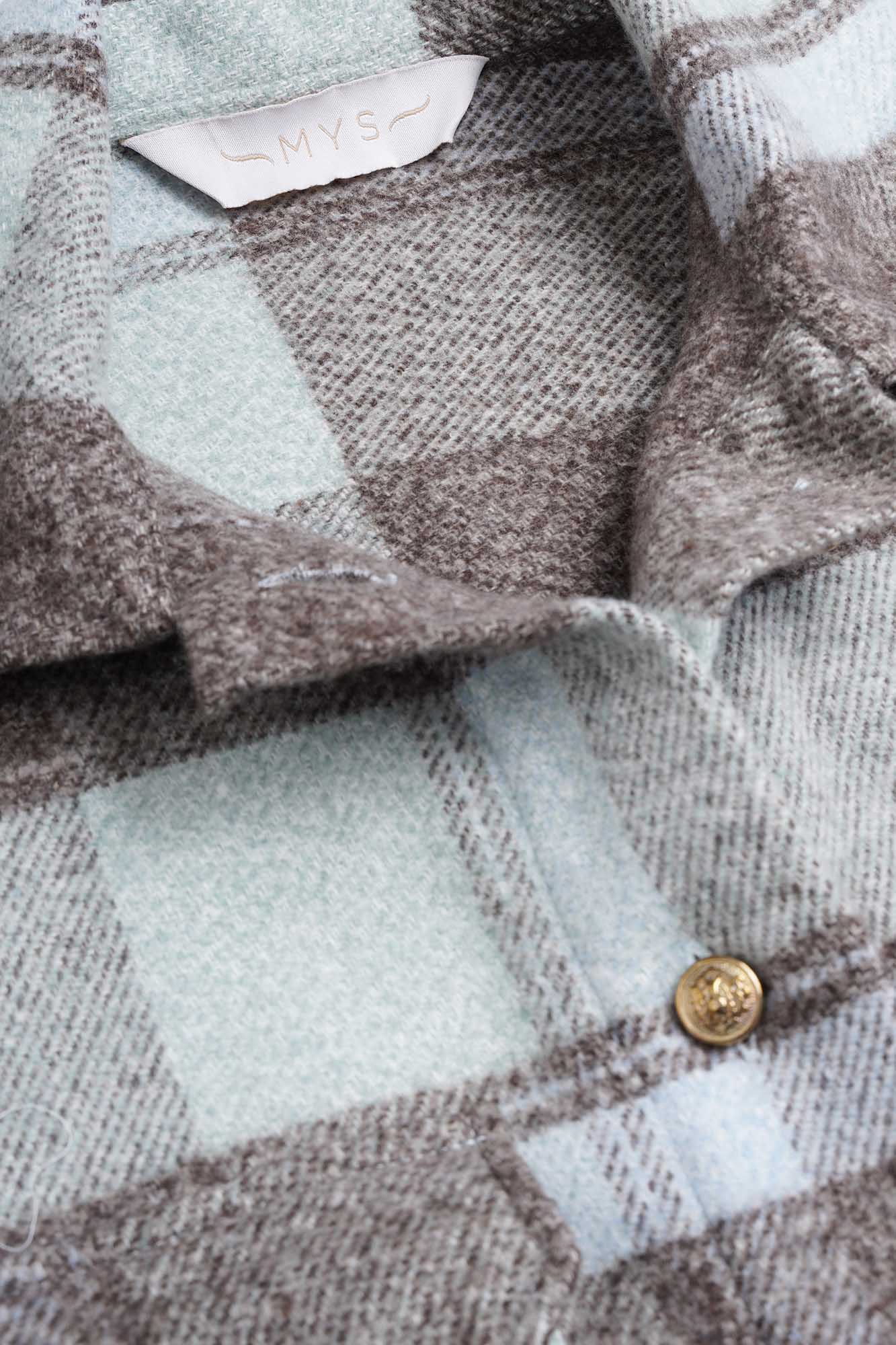 Brushed Checkered Overshirt with Flap Pockets Mint Check