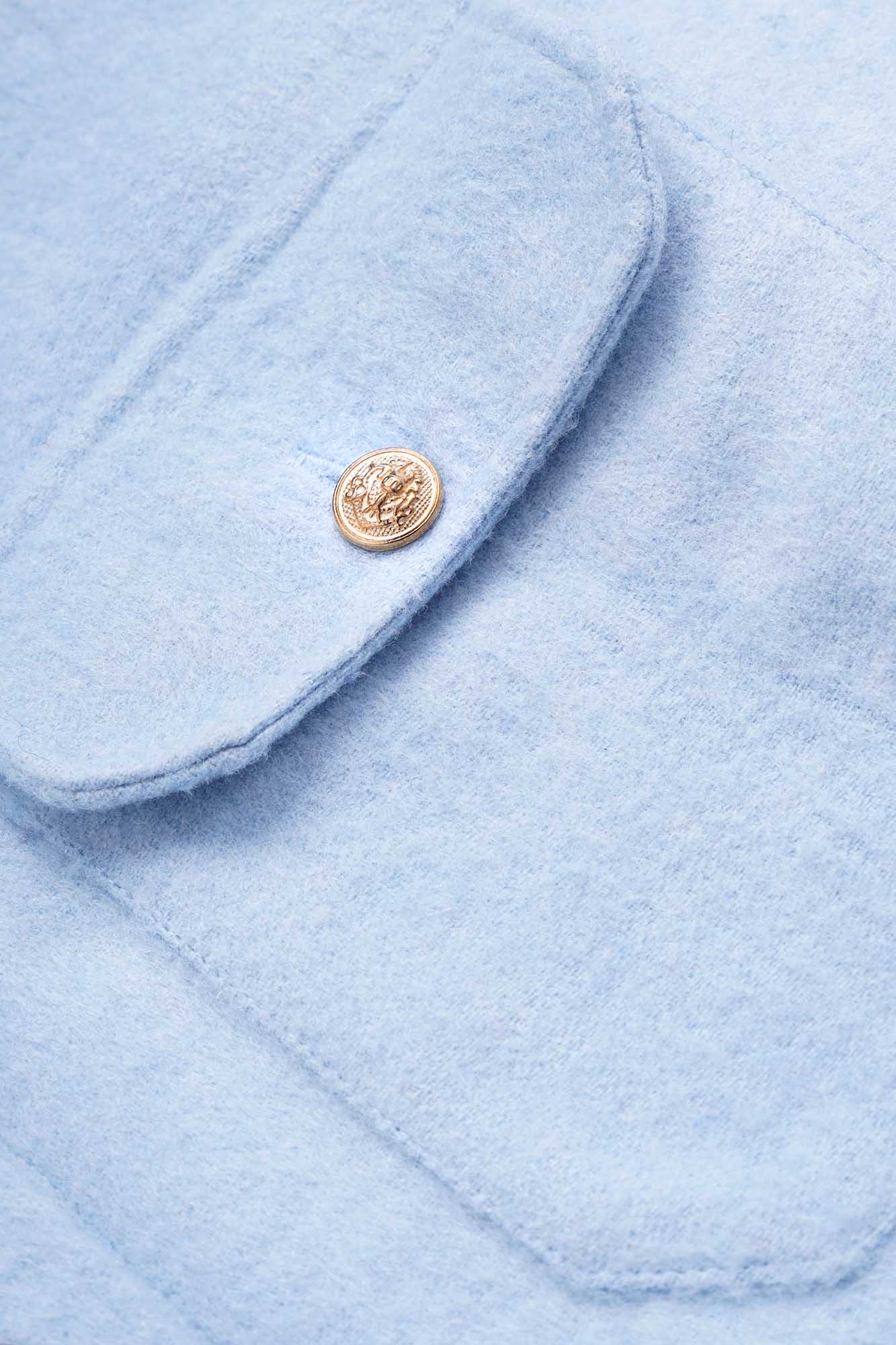 Brushed Overshirt with Flap Pockets Light Blue