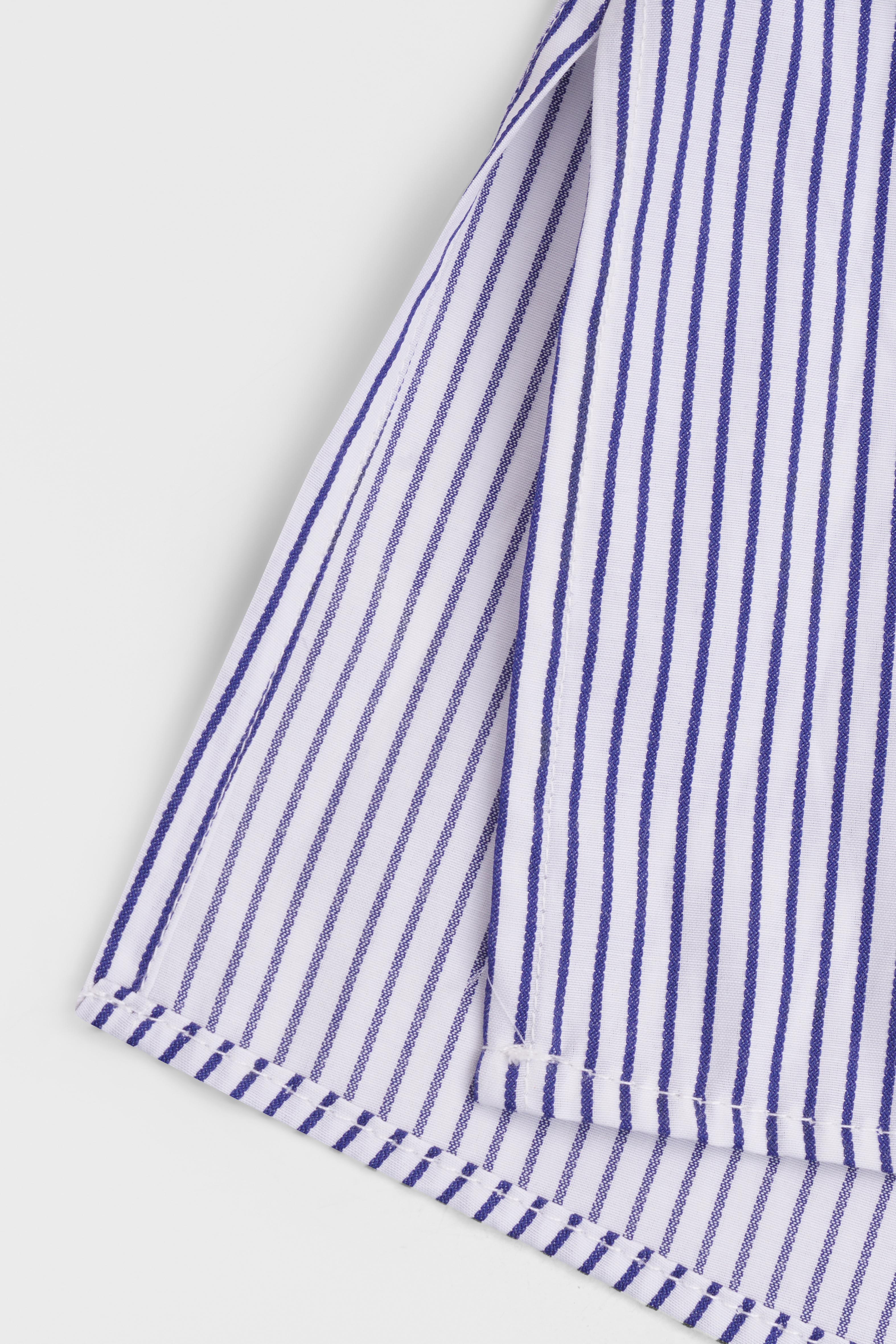 Blue Striped Sleeve Patch Shirt