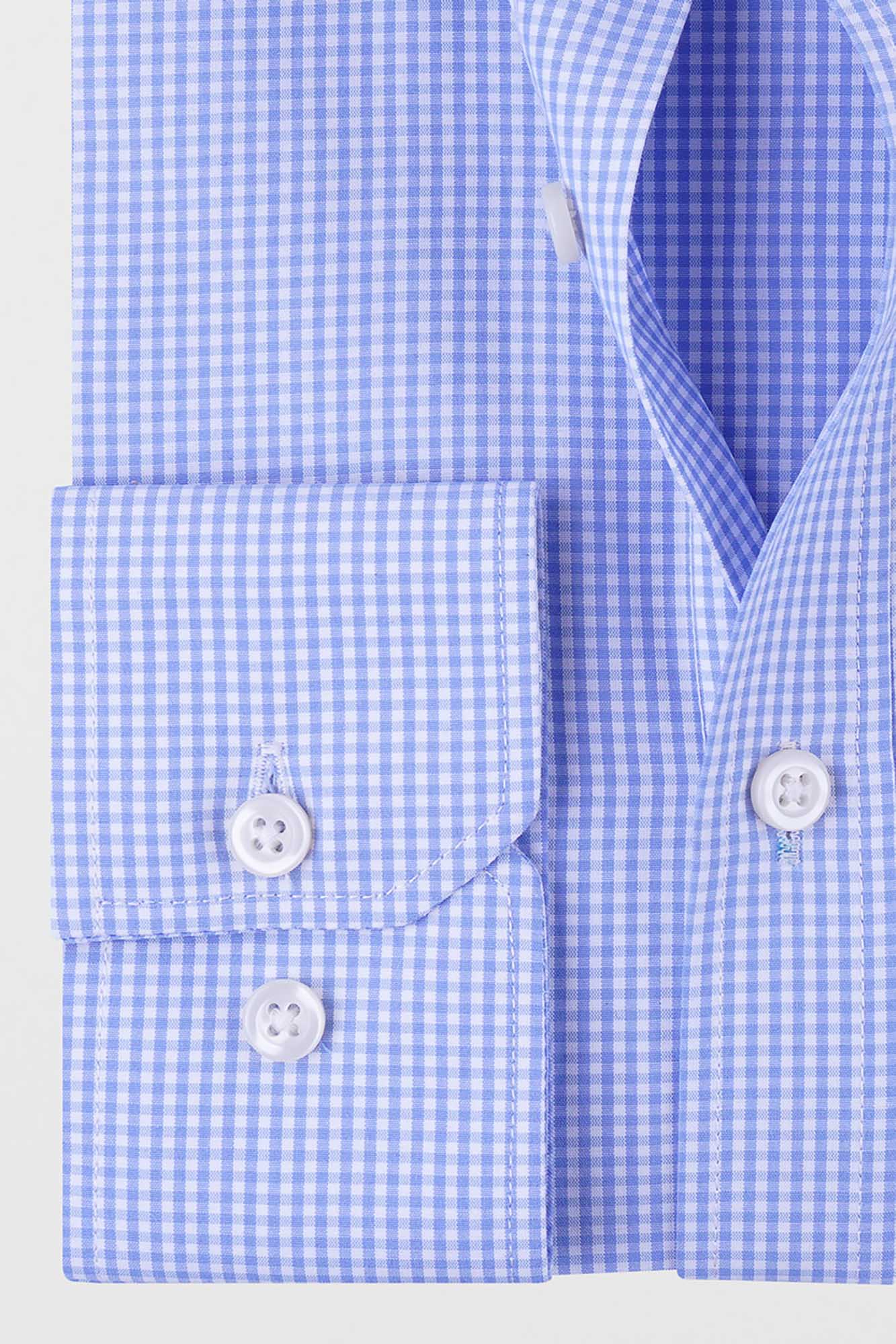 Sky Blue Checkered Poplin Shirt - Regular Fit