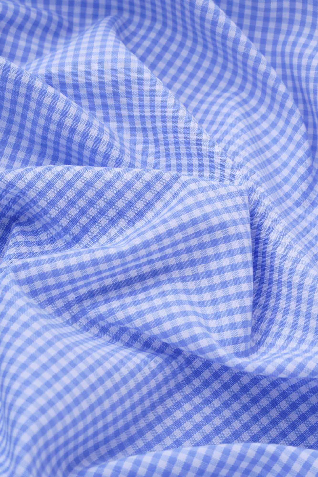 Sky Blue Checkered Poplin Shirt - Regular Fit