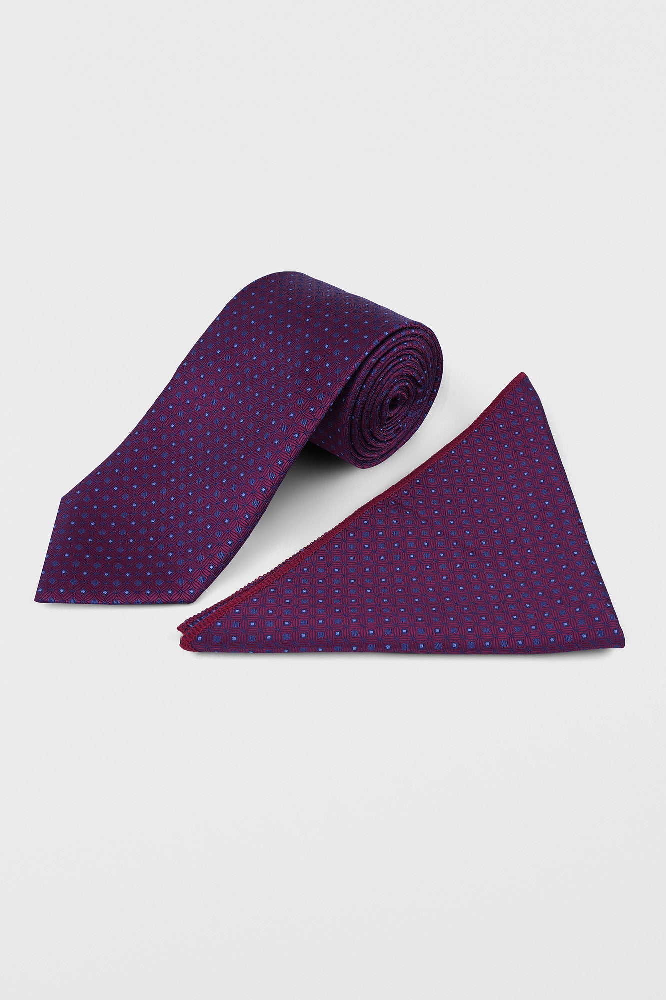 Red Geometric Tie Set