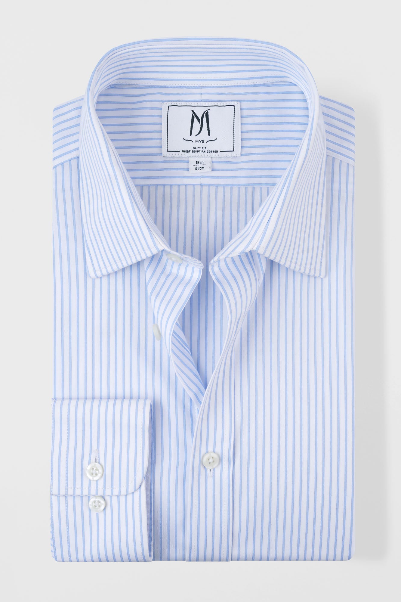 Light Blue Striped Twill Shirt - Slim Fit