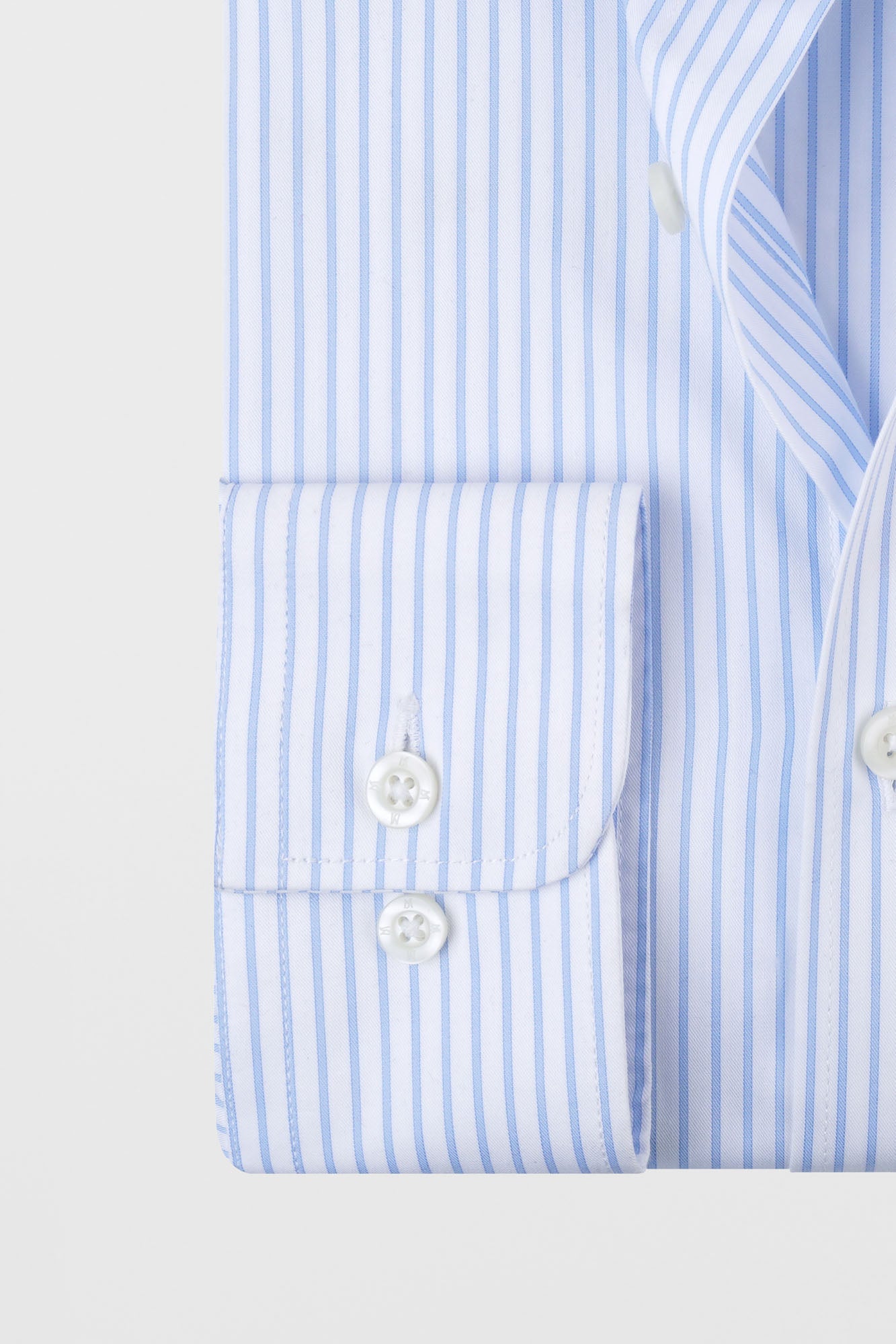 Light Blue Striped Twill Shirt - Slim Fit